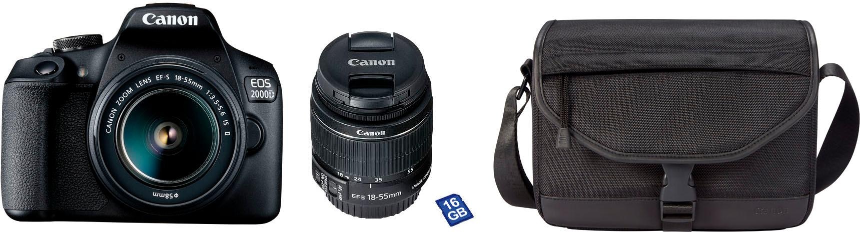 Canon Spiegelreflexkamera »EOS 2000D Kit«, EF-S 18-55 IS II, 24,1 MP, NFC-WLAN (Wi-Fi), inkl. EF-S 18-55 IS II Objektiv