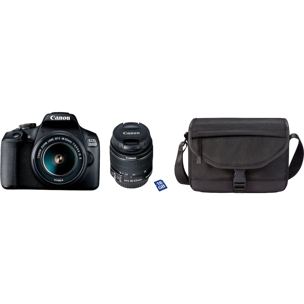 Canon Spiegelreflexkamera »EOS 2000D Kit«, EF-S 18-55 IS II, 24,1 MP, NFC-WLAN (Wi-Fi), inkl. EF-S 18-55 IS II Objektiv