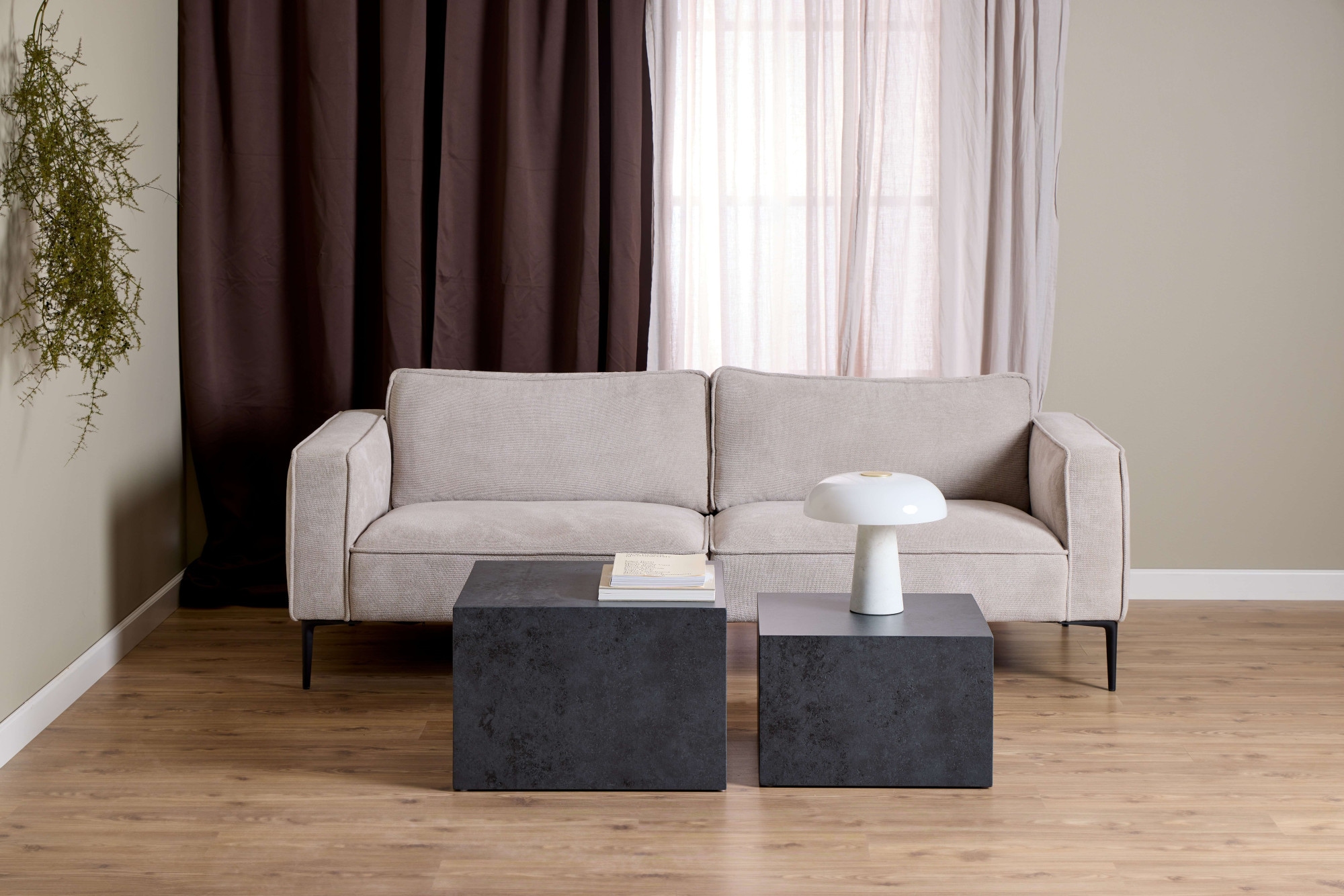 ACTONA GROUP Couchtisch »Dice«, (Set, 2 St., Im Set 2 Stück), Couchtischsatz, Schwartz Ocean rau Papier, 2 stk, 58x58x40cm