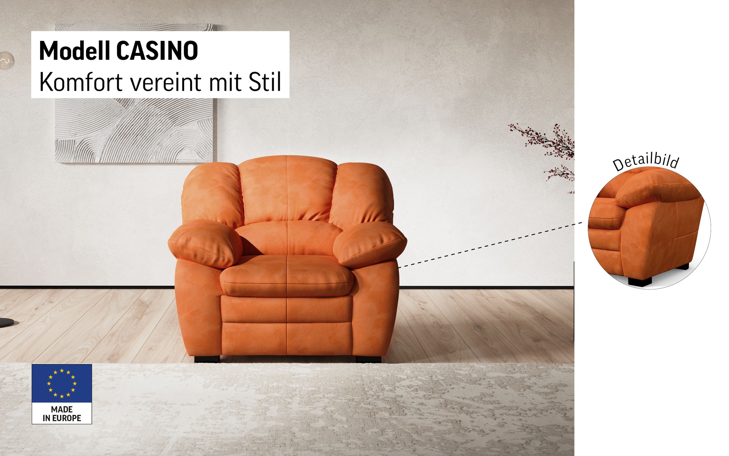 COTTA Sessel »Casino, B.110 cm, bis 120 kg belastbar« Polstergarnitur, auch als Set erhältlich