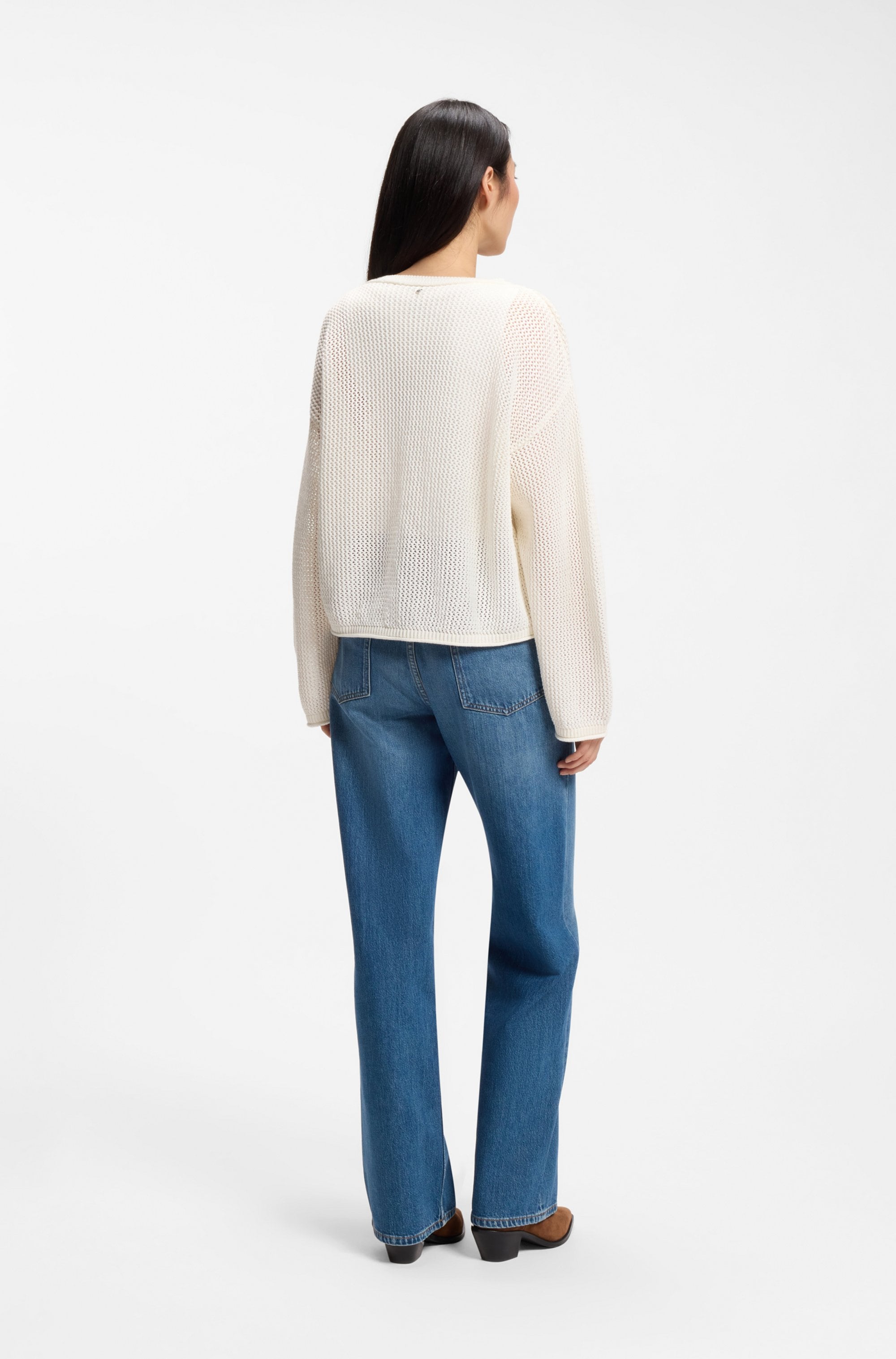 BOSS ORANGE Strickpullover »Farde Premium Damenmode« in Mesh-Struktur, Relaxed Fit