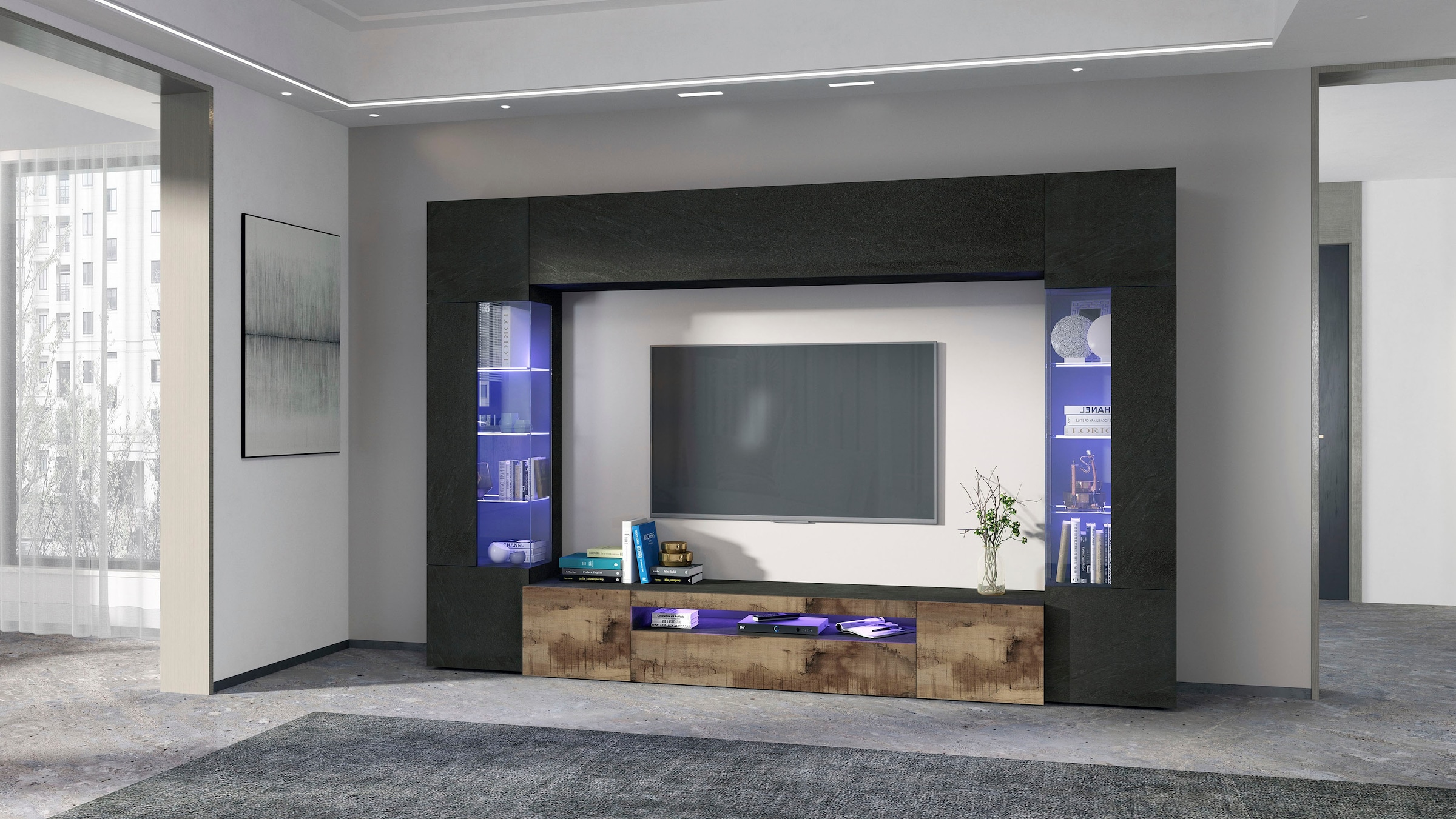 INOSIGN Wohnwand »New Egypt«, (4 St., Breite 290cm), bestehend aus 2 Stauraumvitrinen, 1 Lowboard, 1 Hängeschrank