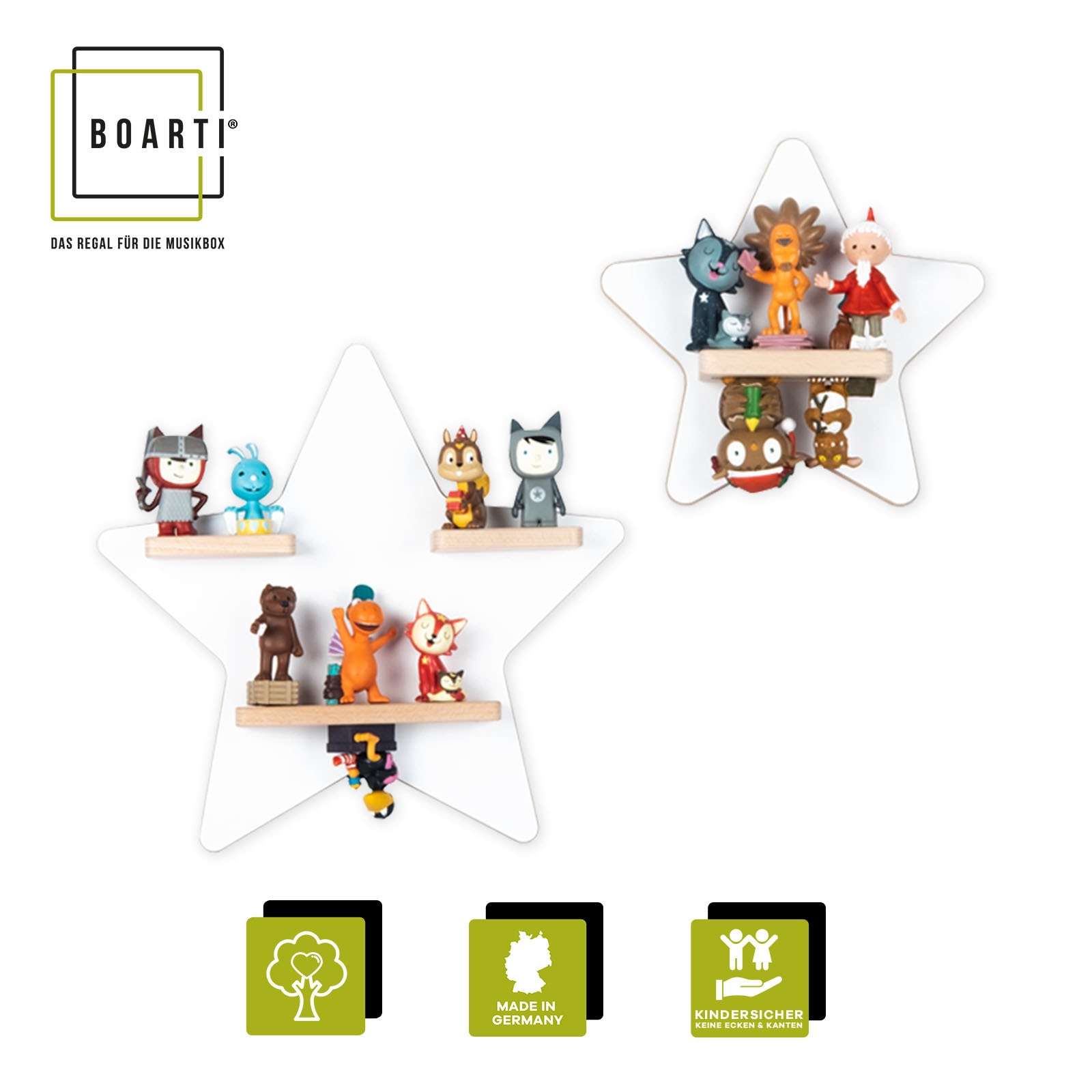 Boarti Wandregal »Regal Holz Stern Kinder Toniebox Tonies Figuren«