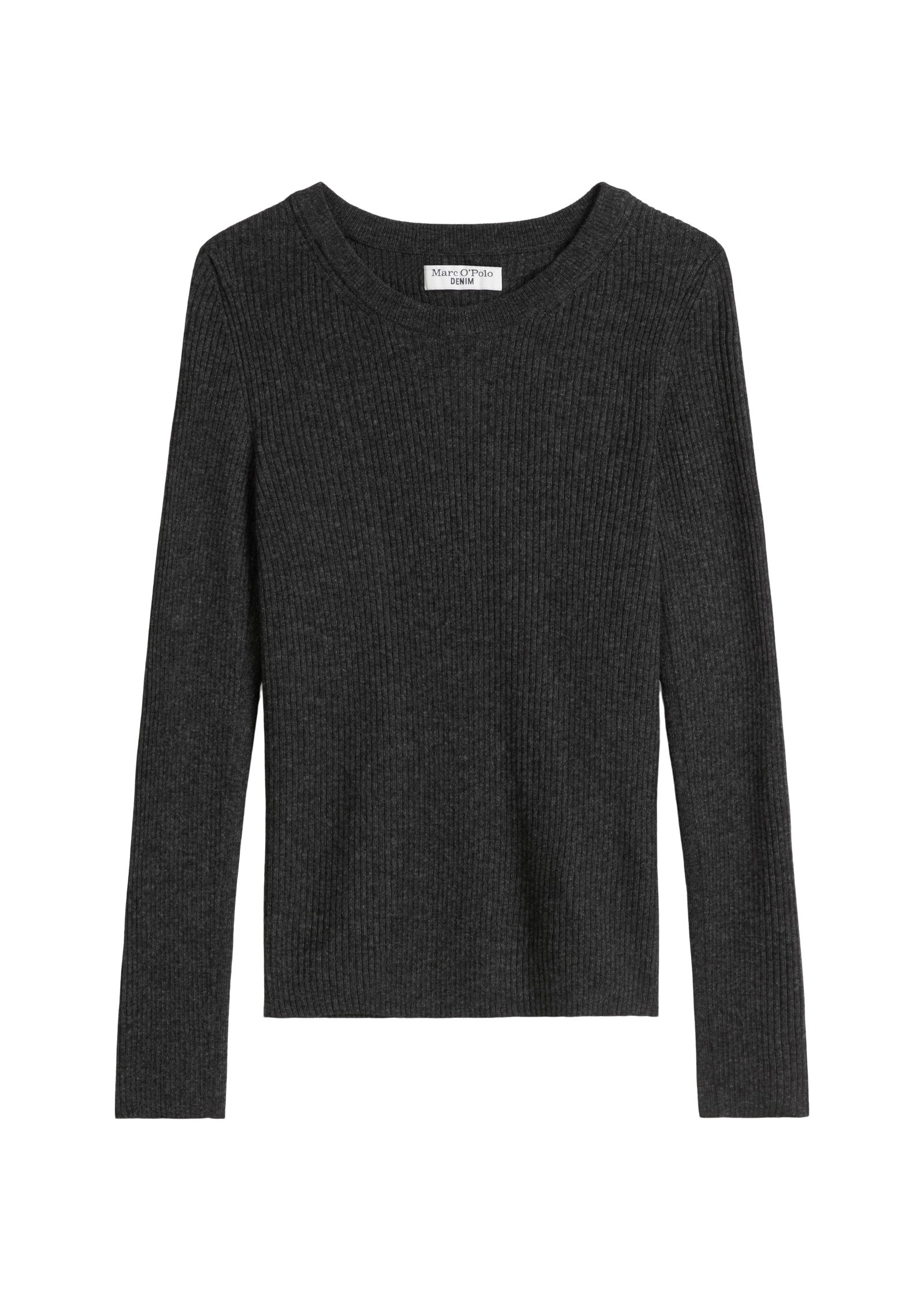 Marc O'Polo DENIM Rundhalspullover, Rippstrick aus softem Schurwolle-Mix, slim fit