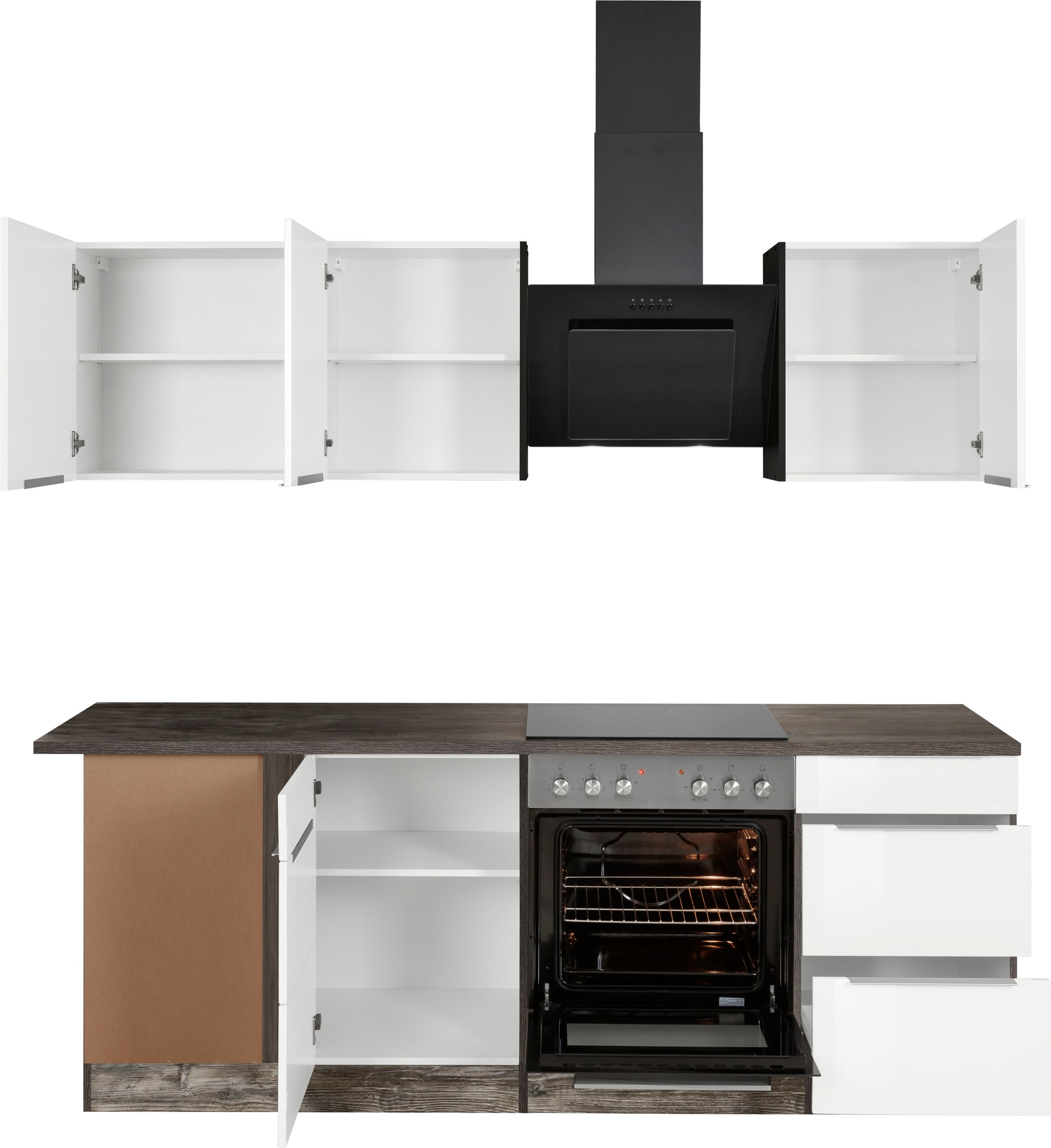 KOCHSTATION Winkelküche »KS-Brindisi« Stellbreite 220/220 cm, wahlweise mit E-Geräten, mit MDF-Fronten