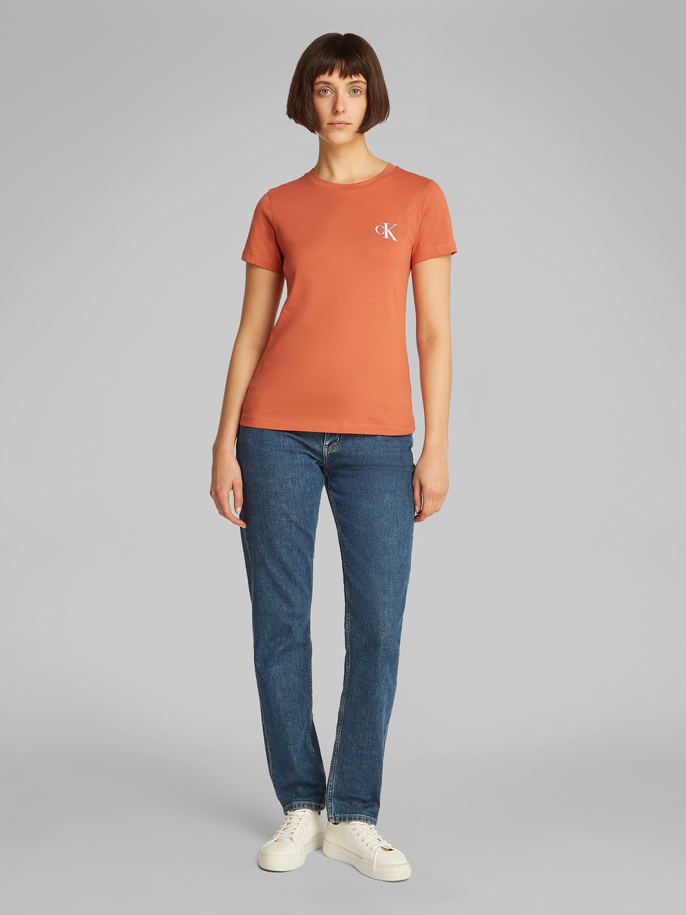 Calvin Klein Jeans Rundhalsshirt »2-PACK MONOLOGO SLIM TEE«, (Packung, 2 tlg., 2er-Pack), mit Calvin Klein Jeans Logoprint auf der Brust