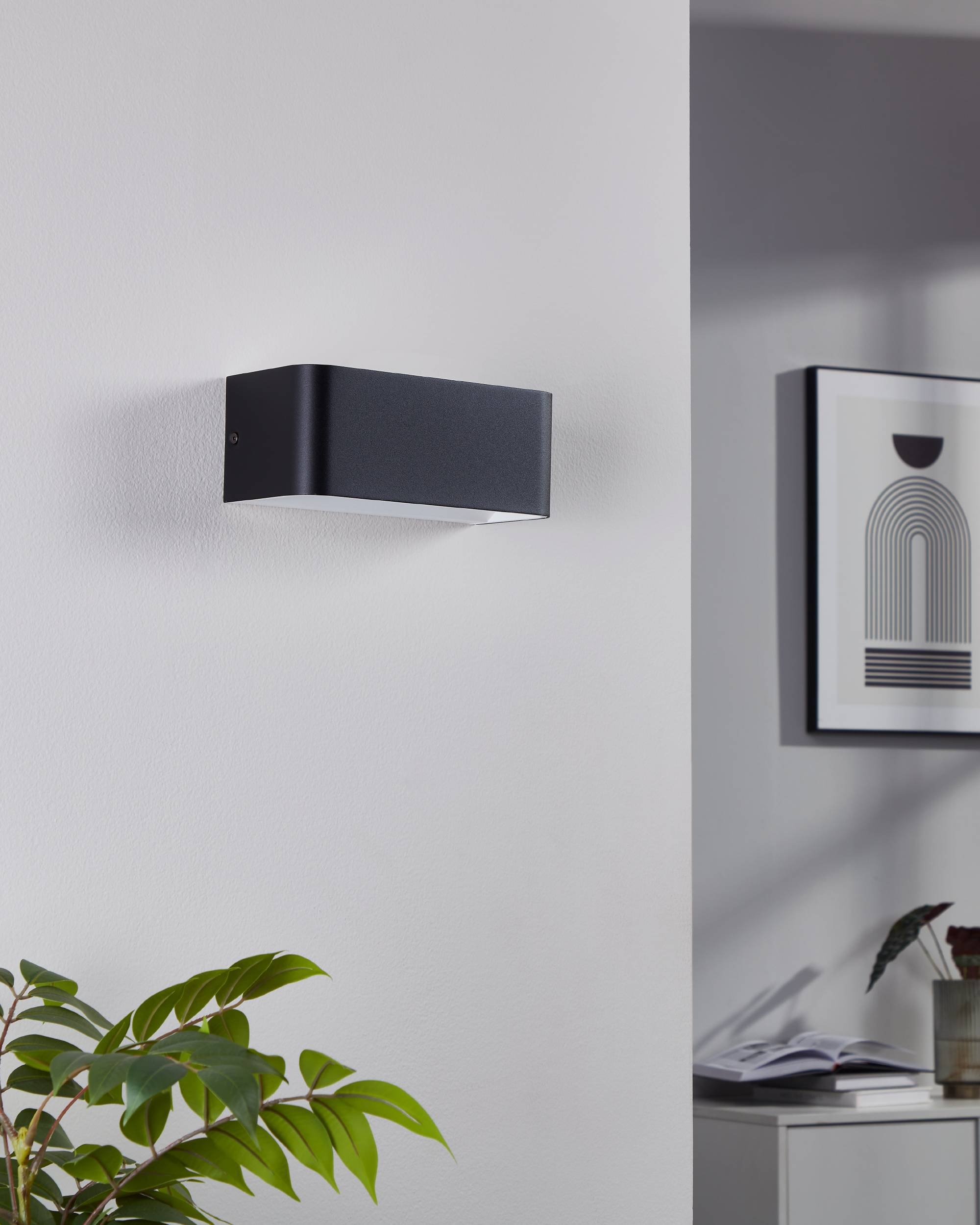 EGLO Wandleuchte »Sania 4 Wandlampe, Wandspot, Aluminium, Up and Down Leuchte, Flurlampe« LED-Modul 1 Stk. Warmweiß Wand-/Deckenleuchte - L20 x H8 x AL9 cm - schwarz, weiß - 10W inkl.