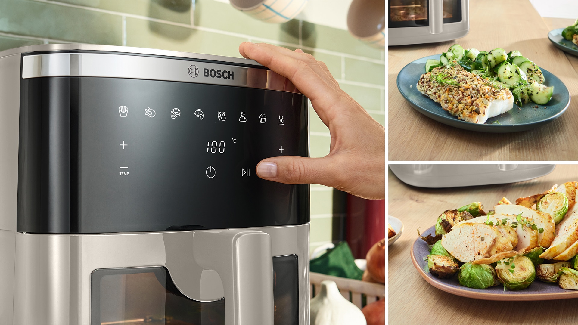 BOSCH Heißluftfritteuse »XXL Air Fryer Serie 6, MAF671C0, 7,1 l, Fenster, 7 Programme« 1800 W Innenlicht, Schüttelalarm, Korb spülm.geeignet,