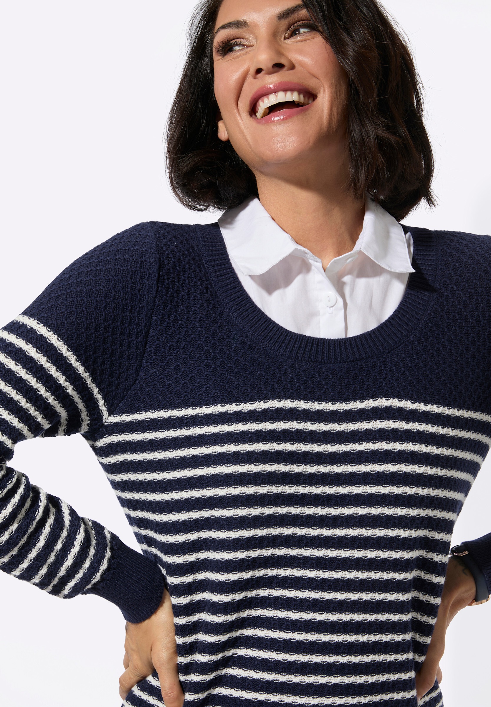 Witt 2-in-1-Pullover »2-in-1-Pullover 2-in-1-Pullover mit gerippten Abschlüssen«