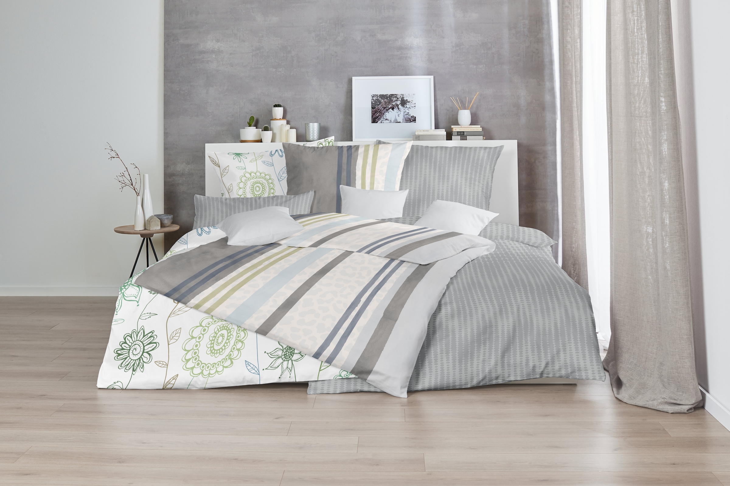 Primera Bettwäsche »Feinbiber-Bettwäsche Frida« 2 Stk. mit fröhlichem Blumenmuster