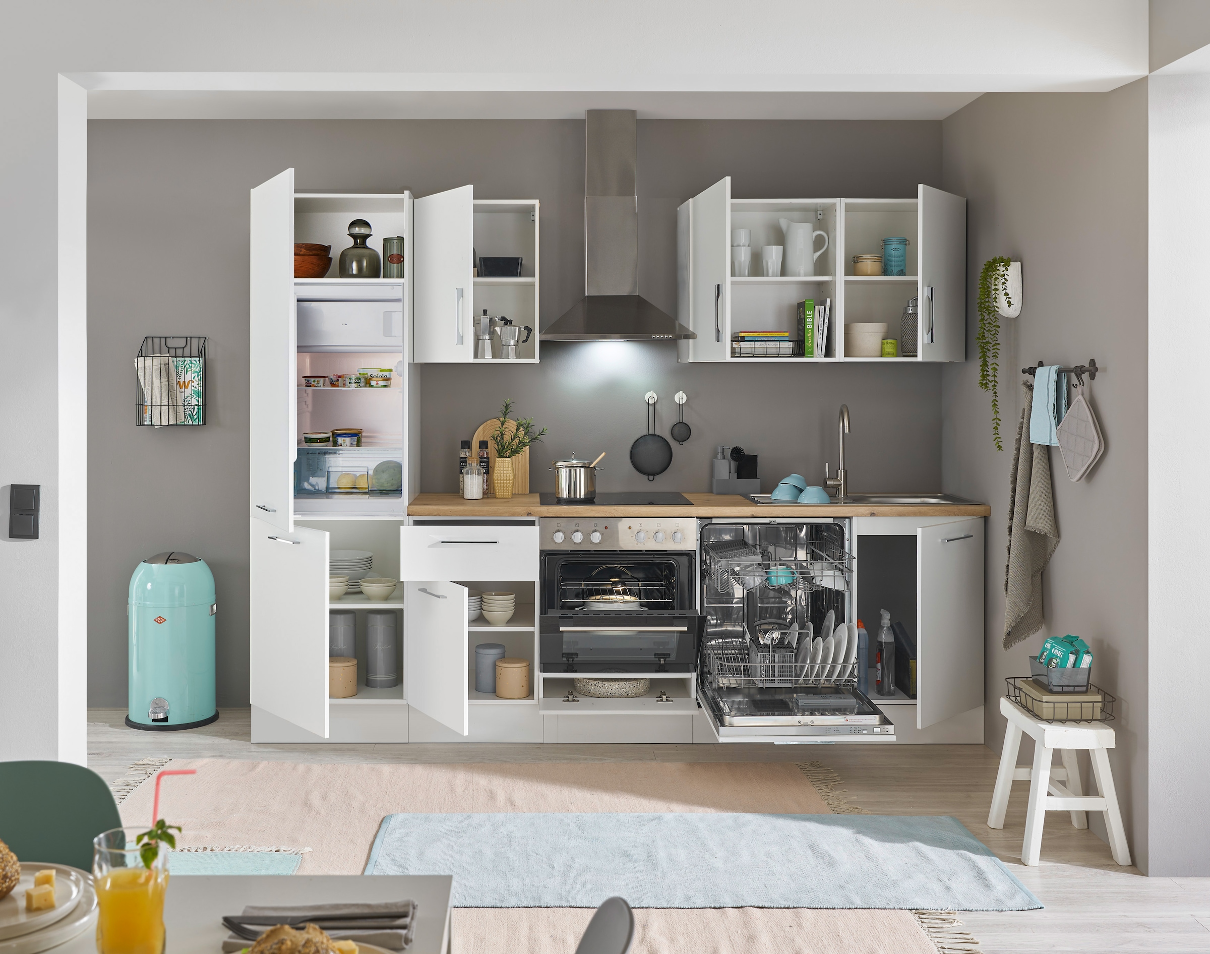 BASIC by Balculina Küchenzeile »Turin« Breite 280 cm, wahlweise mit E-Geräten