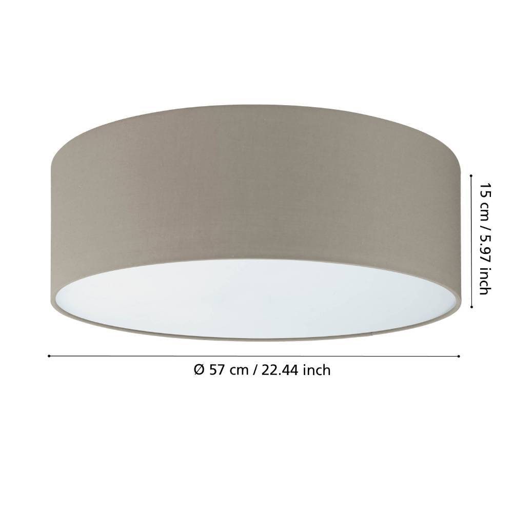 EGLO Deckenleuchte »PASTERI Deckenlampe, Wohnzimmerlampe, Flurlampe, taupe, Textil, E27«, 3 flammig, Leuchtmittel E27 | Leuchtmittel wechselbar-ohne Leuchtmittel, Wohnzimmer, Esszimmer, Küche, Schlafzimmer, Textilschirm, 57x57x15cm