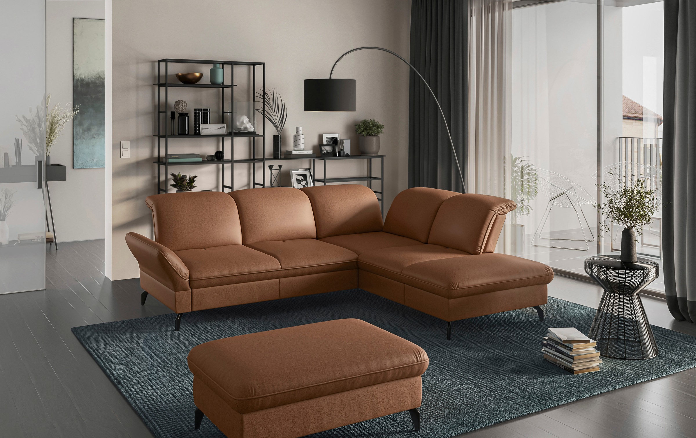 sit&more Ecksofa »Leandro L-Form«, Wahlweise mit Bett-, Kopfteil - und Armlehnfunktion, sowie Stauraum