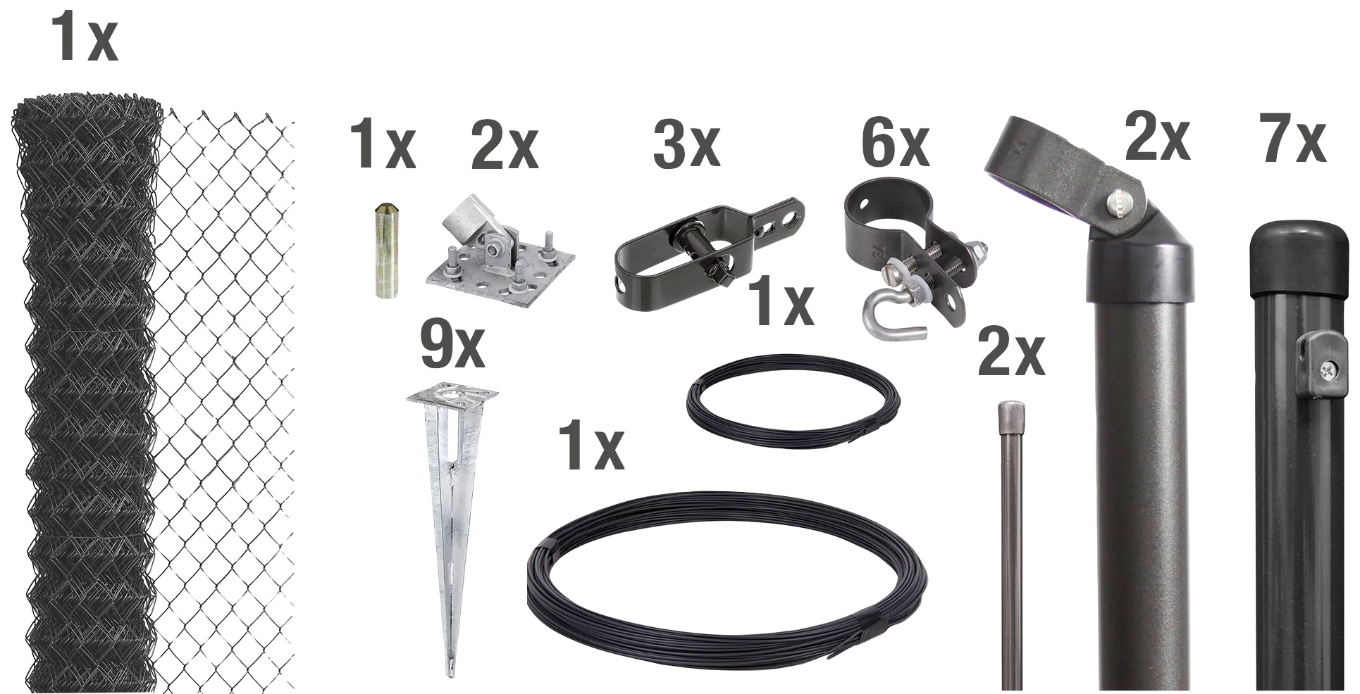 Alberts Maschendrahtzaun, (Set), 80 cm hoch, 25 m, anthrazit beschichtet, mit Bodenhülse