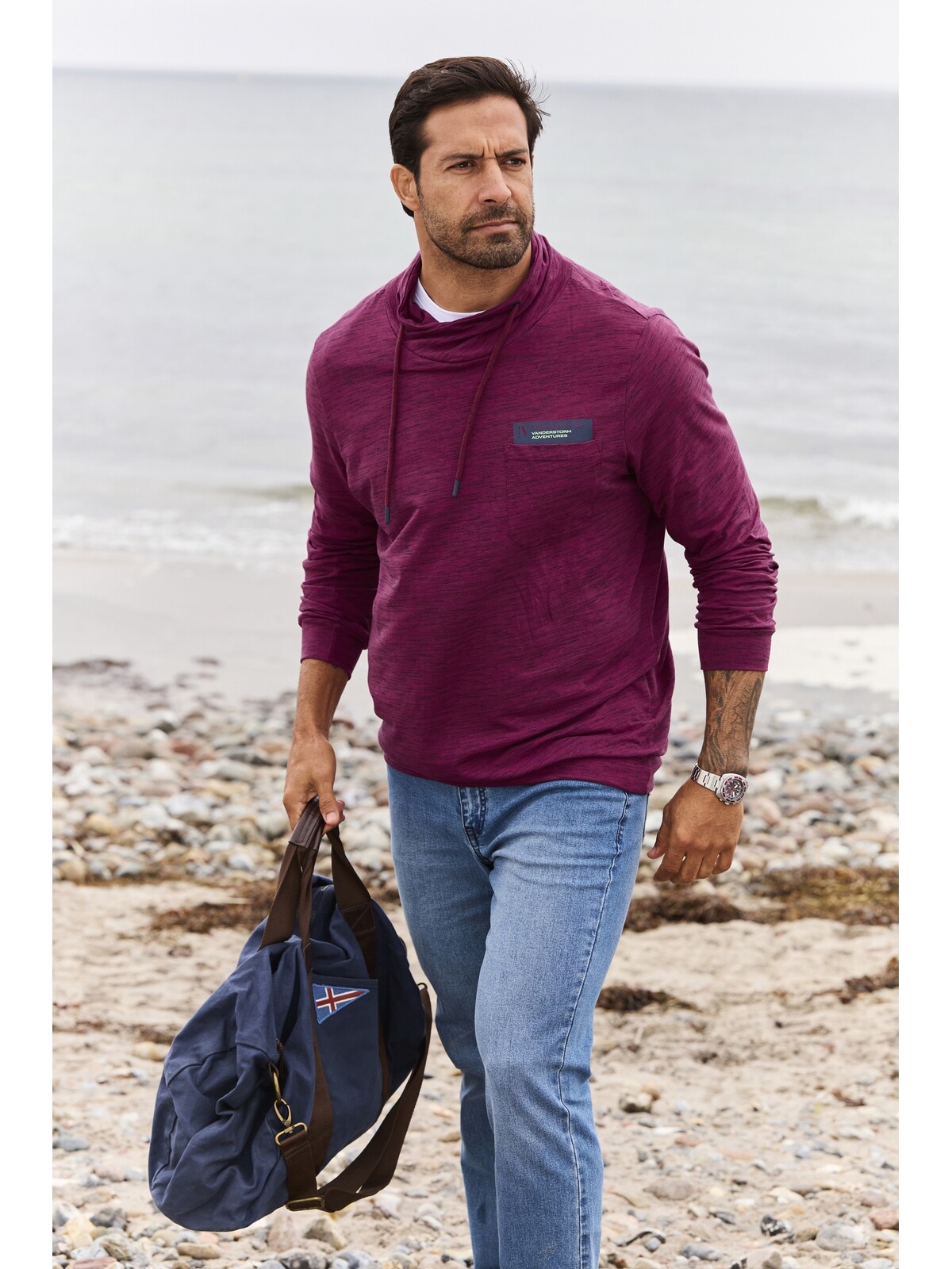 Jan Vanderstorm Sweatshirt »Sweatshirt KERVIK«, (1 tlg.), mit weitem Kragen