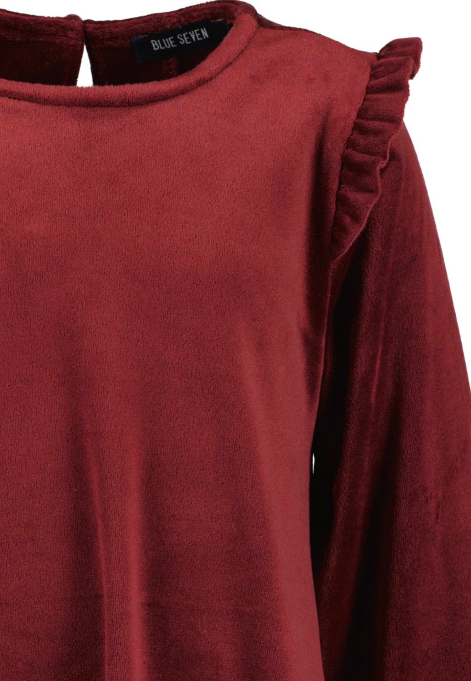 Blue Seven Sweatkleid, in samtiger Optik und mit süßen Rüschen