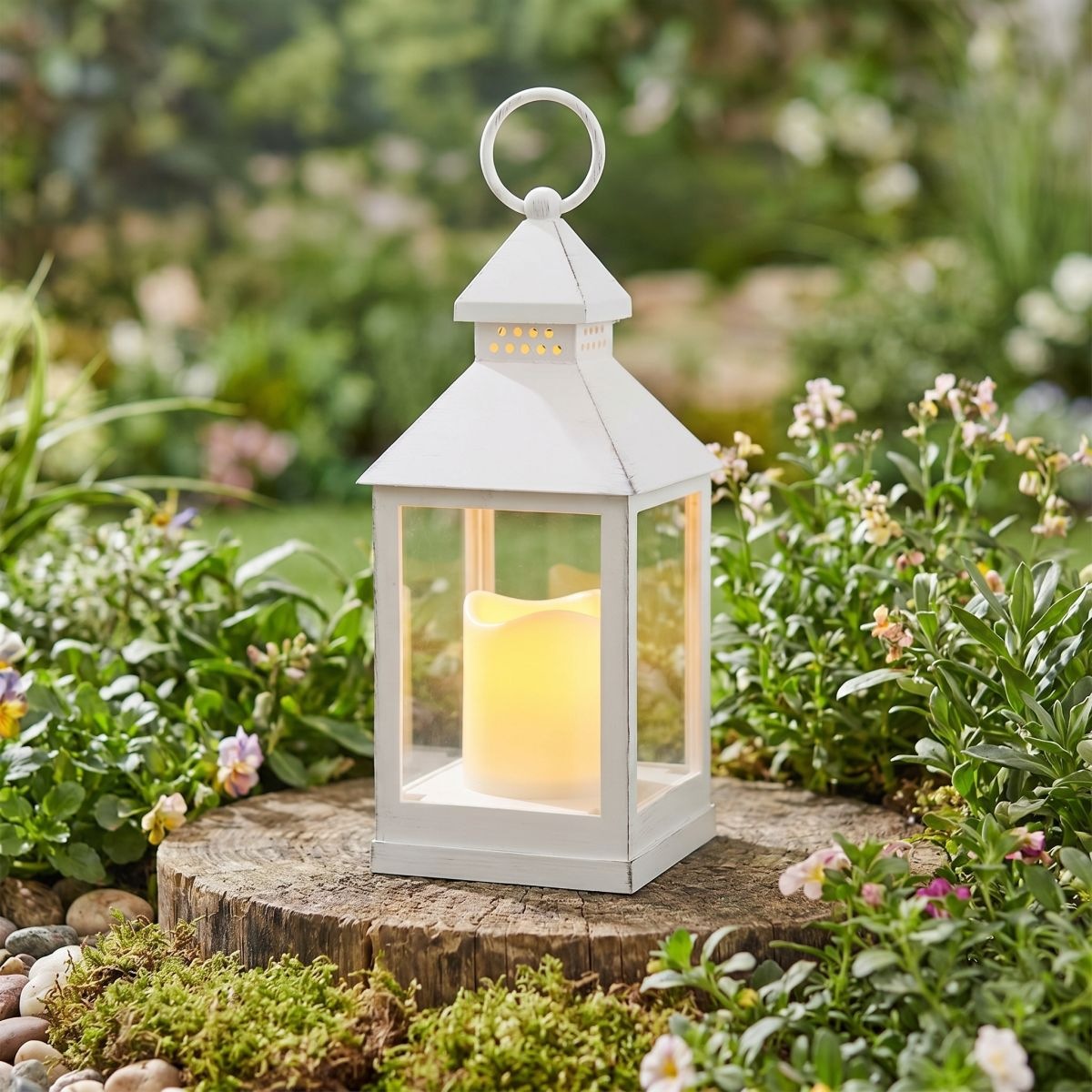 Ambiente Haus LED Außen-Tischleuchte »Laterne antikweiss 24cm inkl LED Ke« 1 Stk. Warmweiß