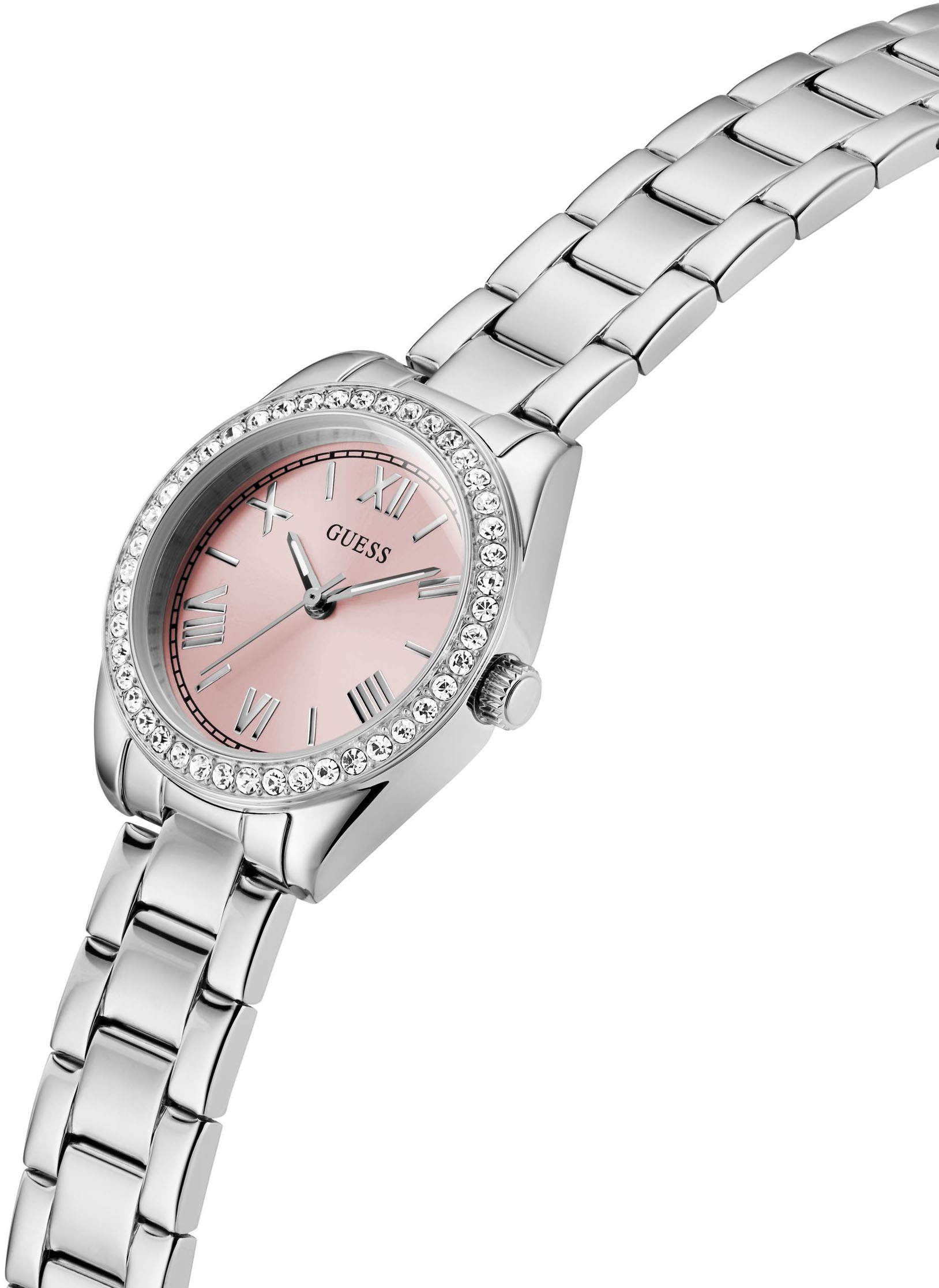 Guess Quarzuhr »MINI LUNA« Armbanduhr, Damenuhr, Edelstahlarmband