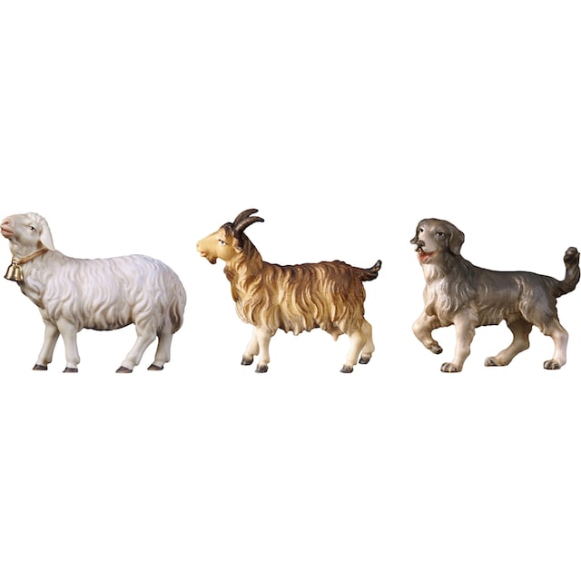 ULPE WOODART Krippenfigur »Schaf, Ziege, Hund, Weihnachtsdeko«, (Set, 3  St.), Handarbeit, hochwertige Holzschnitzkunst im OTTO Online Shop