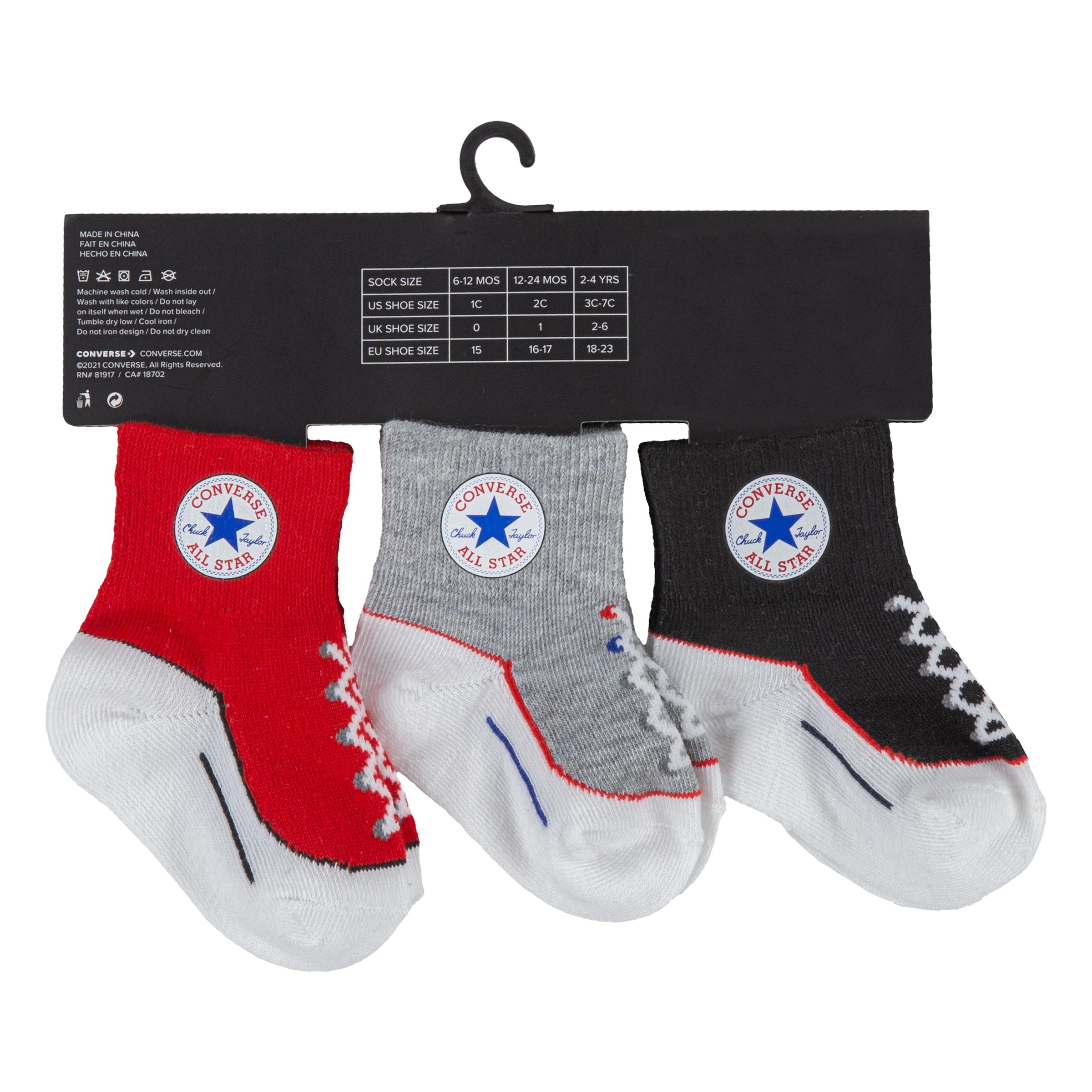 Converse Sportsocken »CHN INFANT STRIATED QTR 3PK«, (3 Paar), für Babys und Kleinkinder