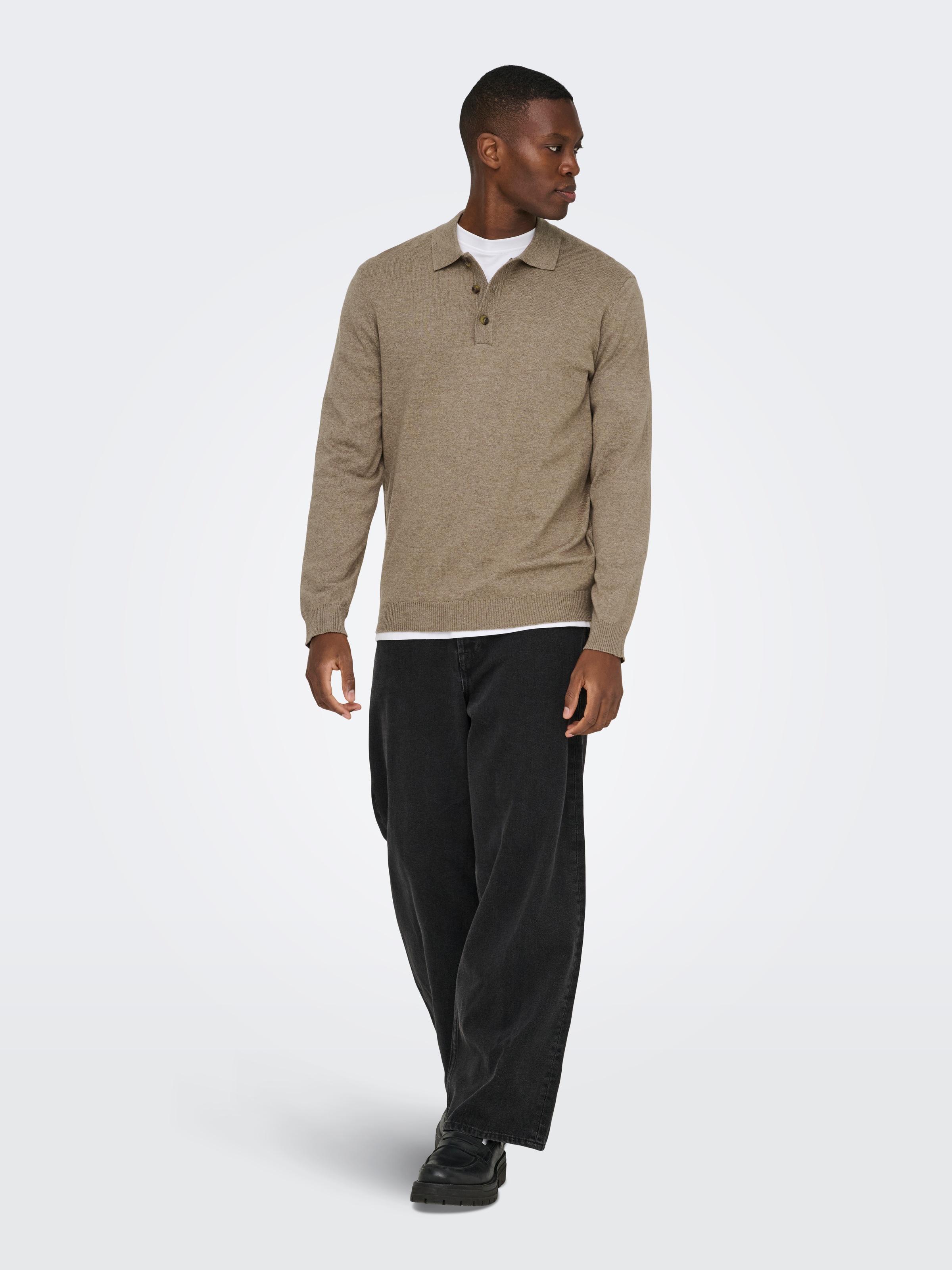 ONLY & SONS Polokragenpullover »ONSLOUI REG 12 LS MEL POLO KNIT«