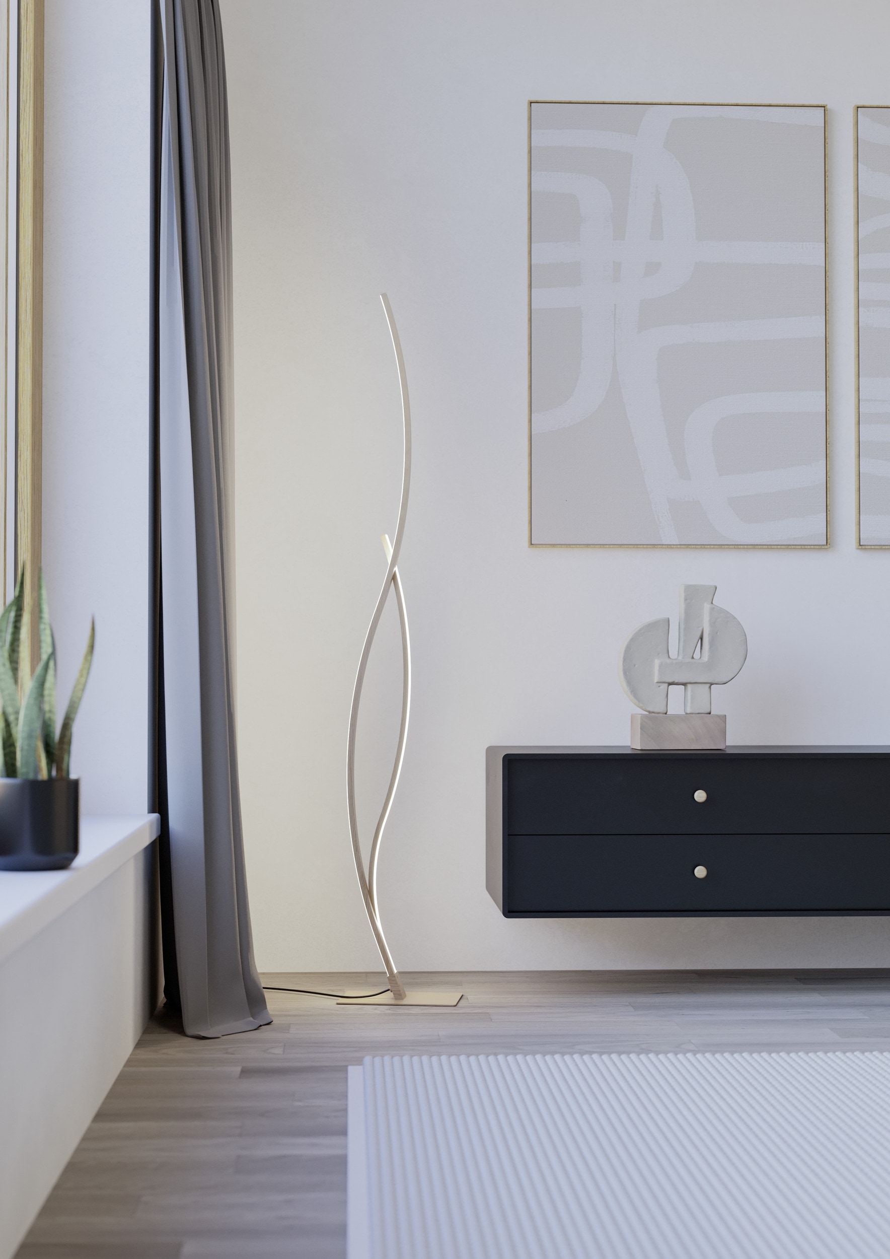 EGLO Stehlampe »GRISOLIA Stehlampe - Stahl - LED - 20W - IP20« LED-Modul 1 Stk. Neutralweiß Standleuchte, Leselampe, Wohzimmer, Schlafzimmer, H129 cm