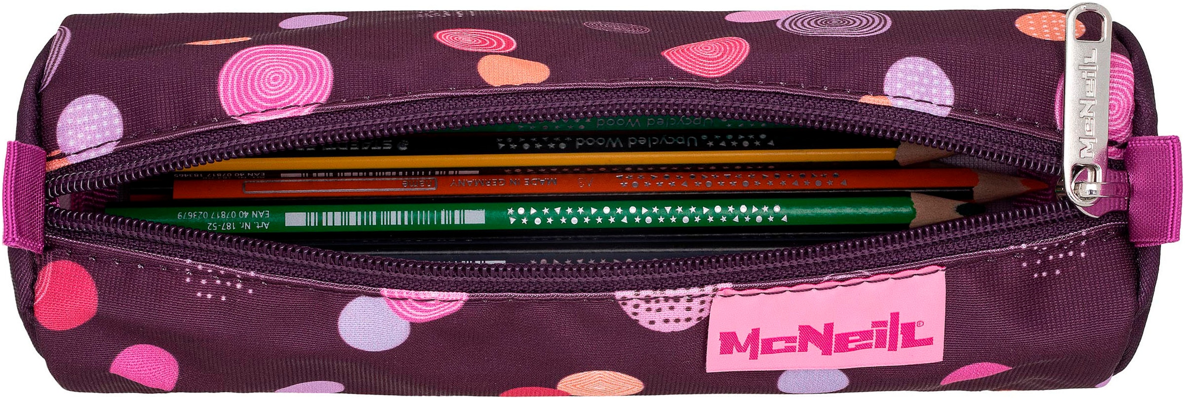 McNeill Schulranzen »Tenero, Ruby«, reflektierende Streifen auf den Schultergurten-retroreflektierende Flächen, inkl. Federmäppchen, Turnbeutel, Schlamperrolle & Motivmagnet