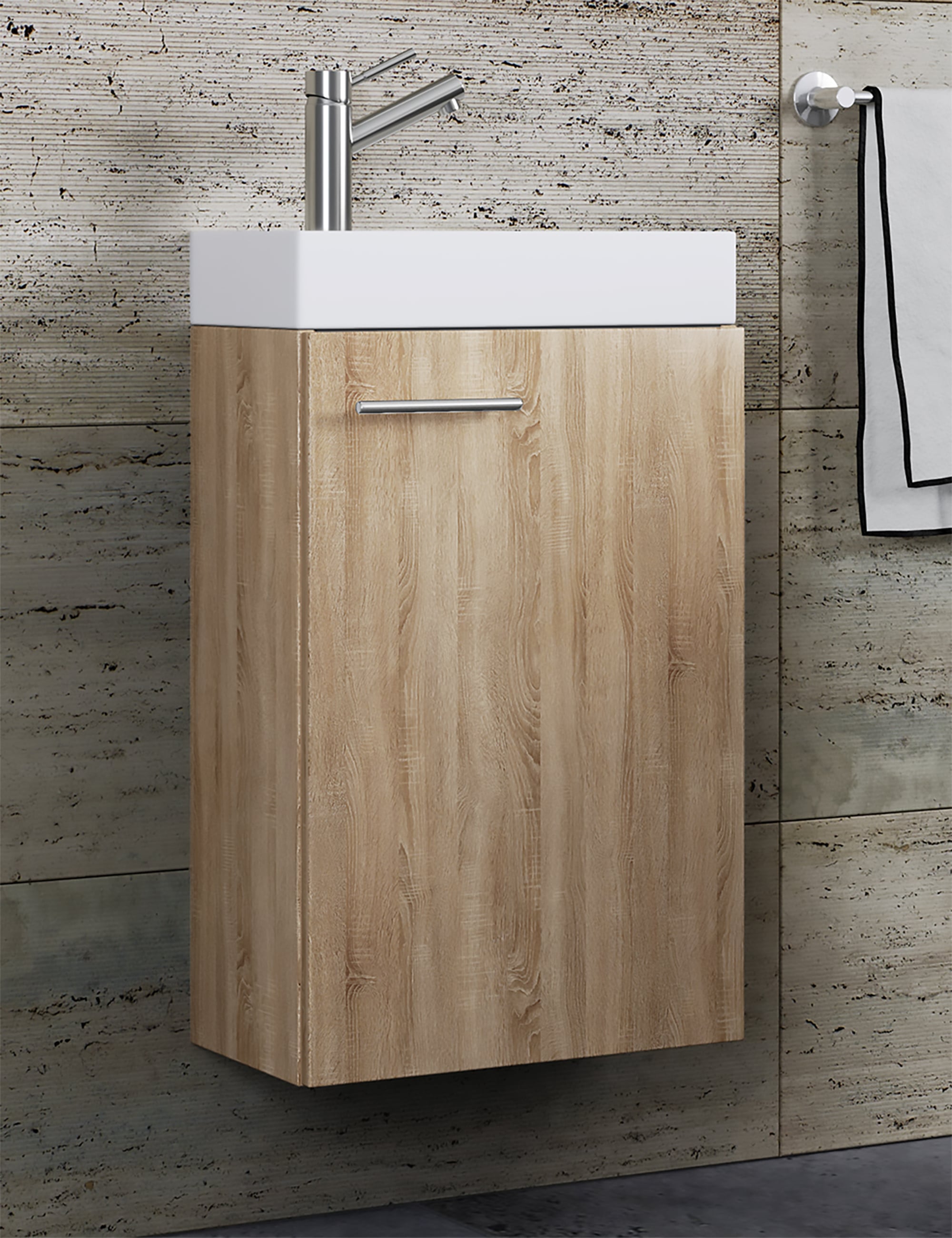 VCM Waschbeckenunterschrank »VCM 2-tlg Set | Waschplatz für Gäste WC | Gästebad | Waschtisch | Badezimmer Set - Slito«, (2 St.)