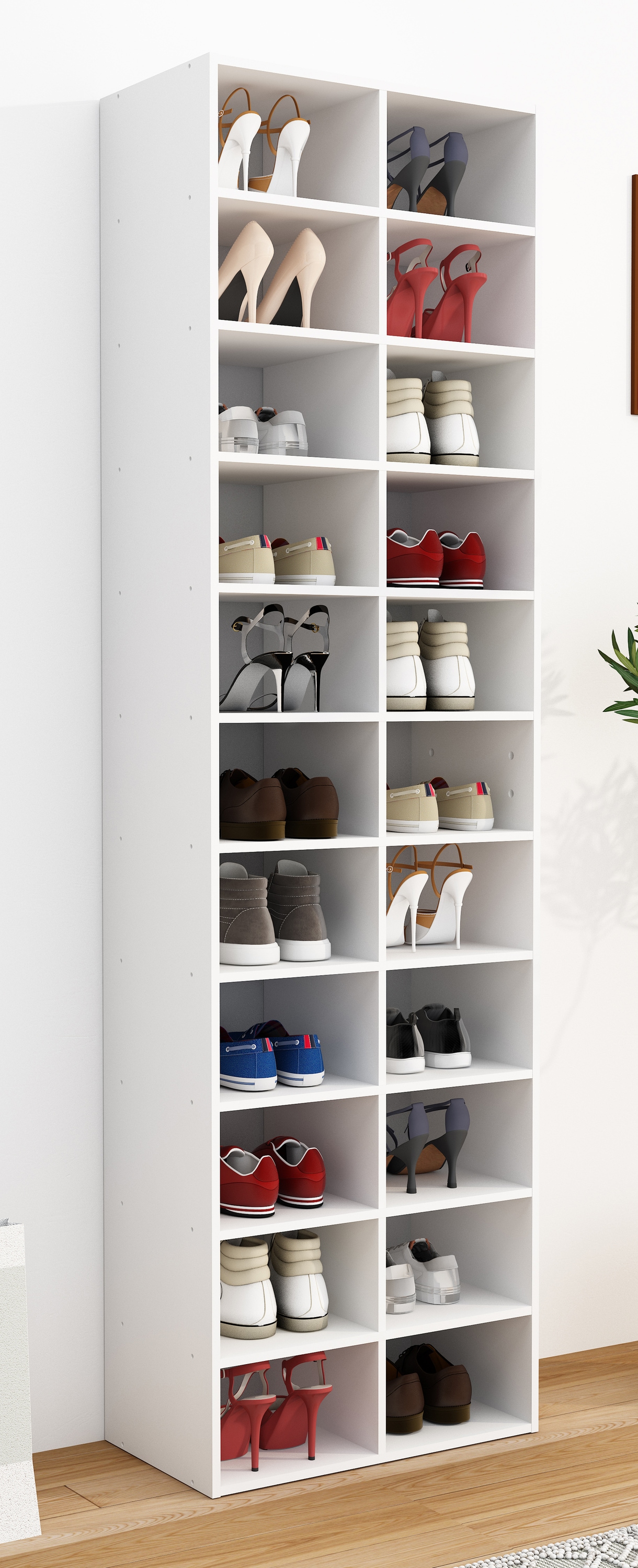 VCM Schuhregal »VCM Holz Schuhregal | Maße ca. H. 183 x B. 52 x T. 30 cm | Schuhkommode mit 22 Fächer | Schuhschrank - Hinsol XL«