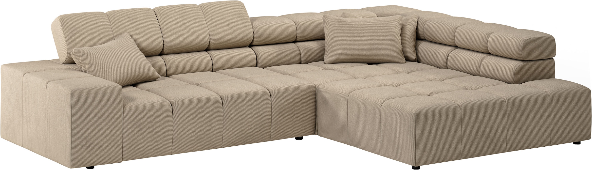 INOSIGN Ecksofa »Ancona incl. Kopfteilverstellung, Breite 319cm, L-Form«, wahlweise motorische Sitztiefenverstellung, auch in Cord + Easy Care