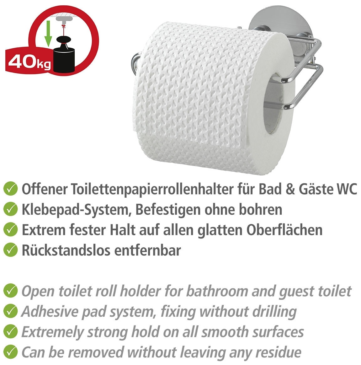 WENKO Toilettenpapierhalter »Turbo-Loc®«, Befestigen ohne bohren