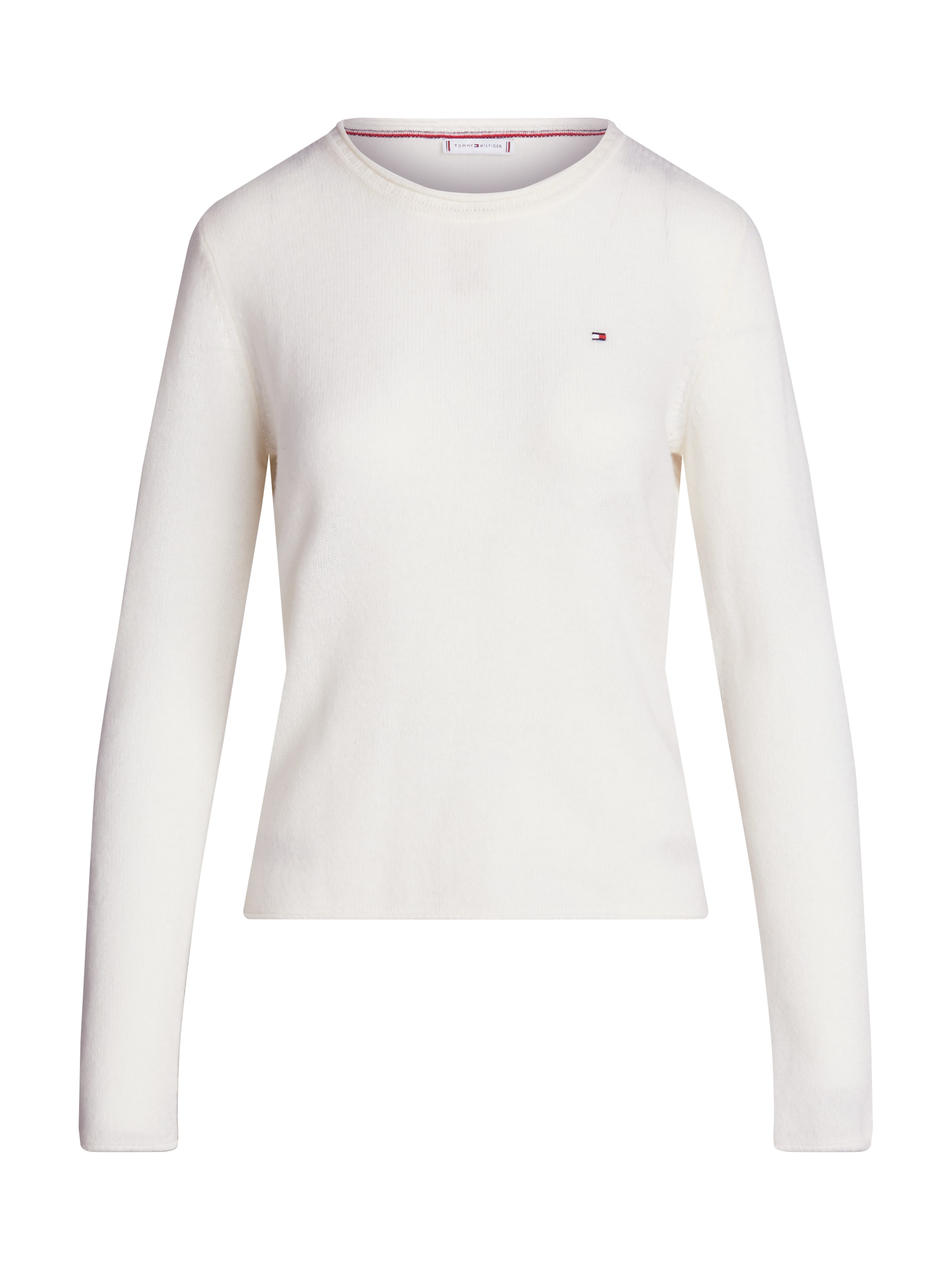 Tommy Hilfiger Strickpullover »SOFT WOOL C-NK SWEATER«, mit Logostickerei, aus 100% Wolle