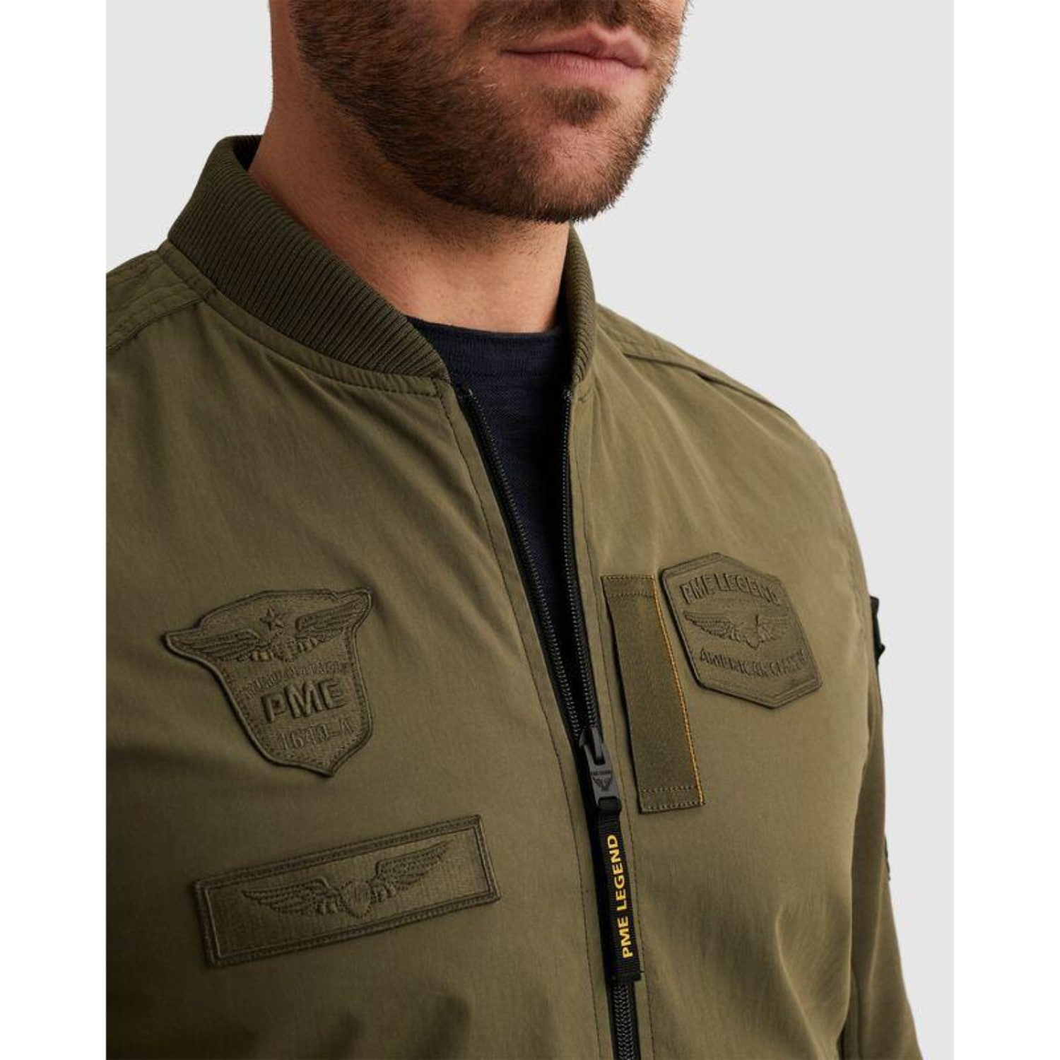 PME LEGEND Bomberjacke Ärmel aus Sweatware, Vorder- und Rückenteil aus Webware