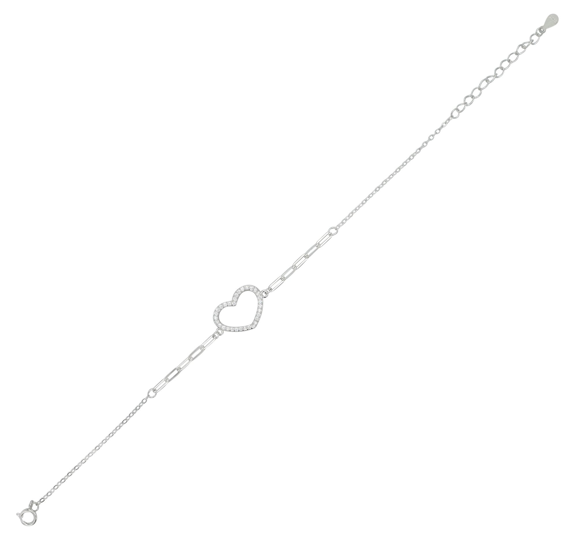 Adelia´s Armband »Damen Armband ¿ Herz aus 925 Silber mit Zirkonia 17+3 cm«