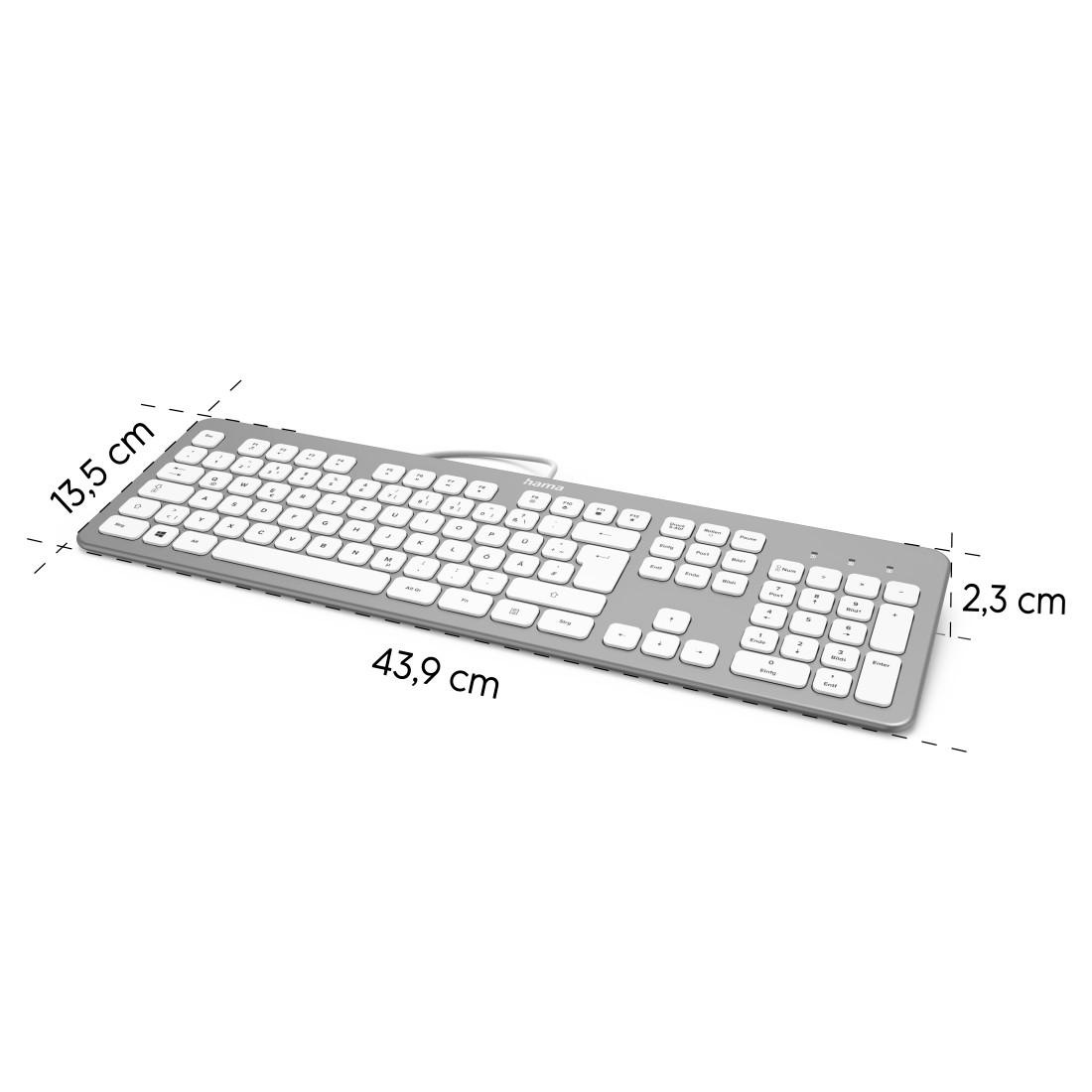 Hama PC-Tastatur »Tastatur "KC-700", kabelgebunden, PC, Notebook, Laptop Keyboard«, Abgesetzte Tasten/Leise Tasten