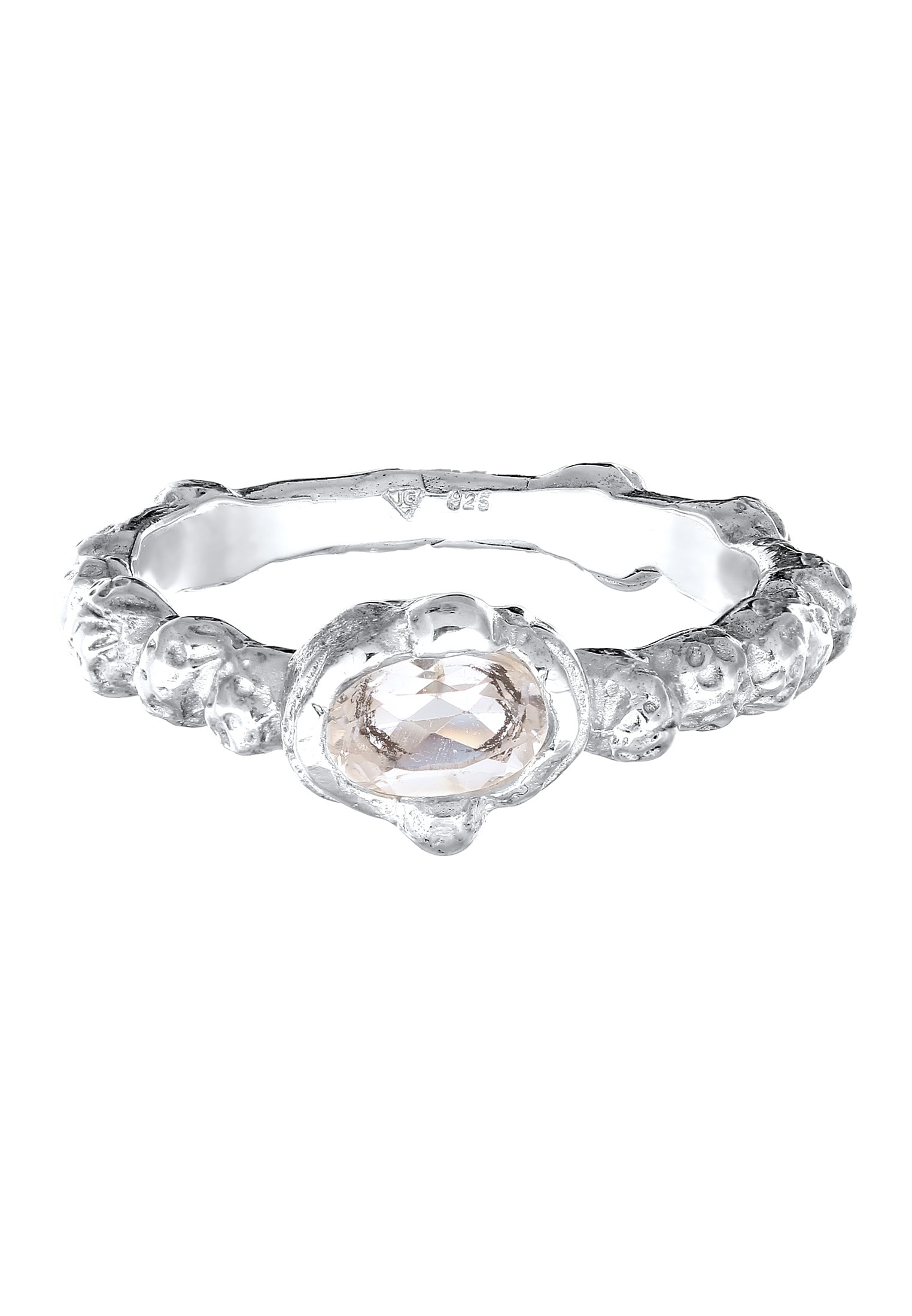 HAZE & GLORY Silberring »Ring Oval Topas Weiß 925 Sterling Silber- Swirly«