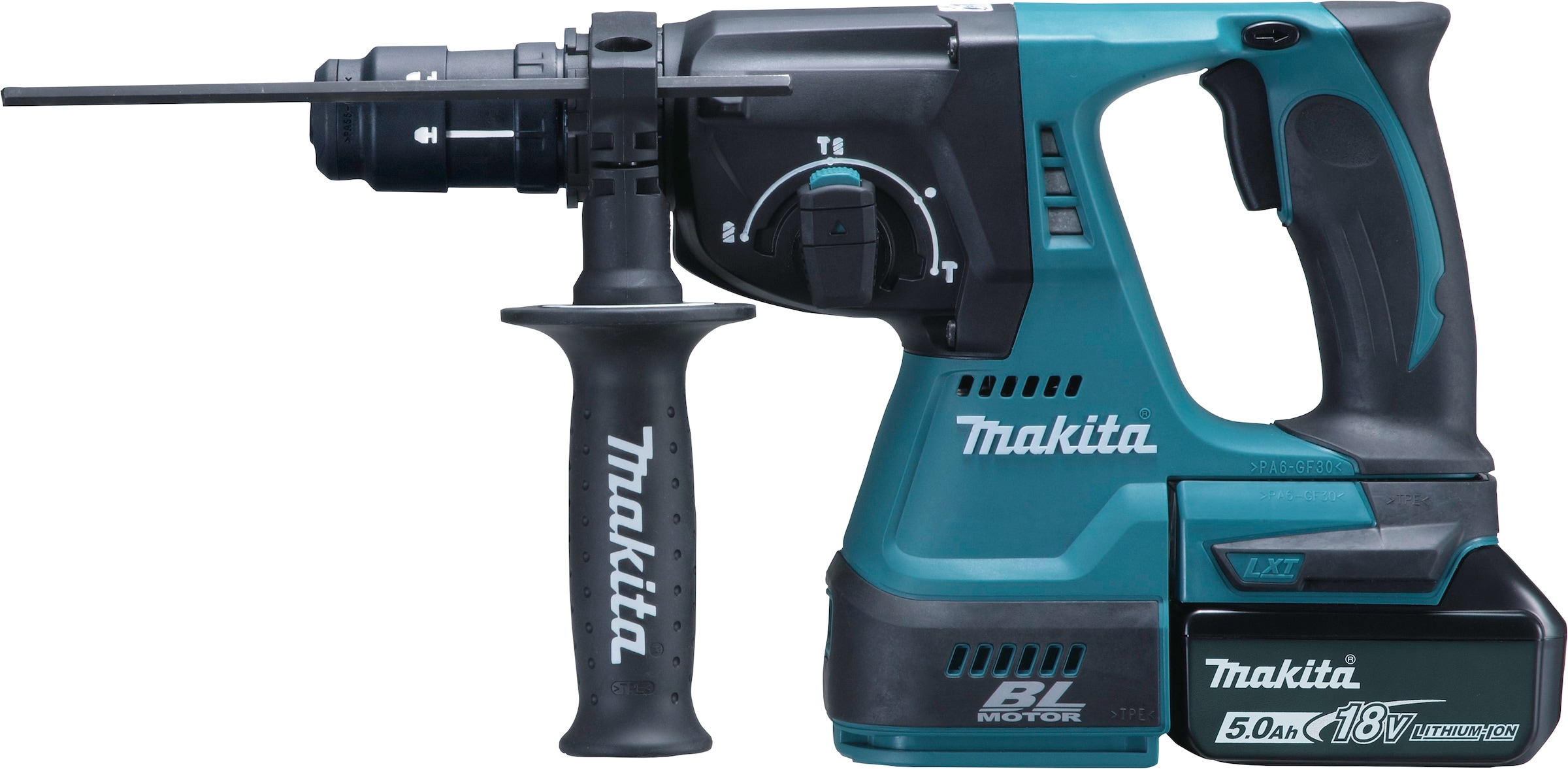 Makita Kombihammer »DHR243RTJ«, (Set), für SDS-PLUS 18 V, 5,0 Ah, inkl. Akku, Ladegerät und Koffer