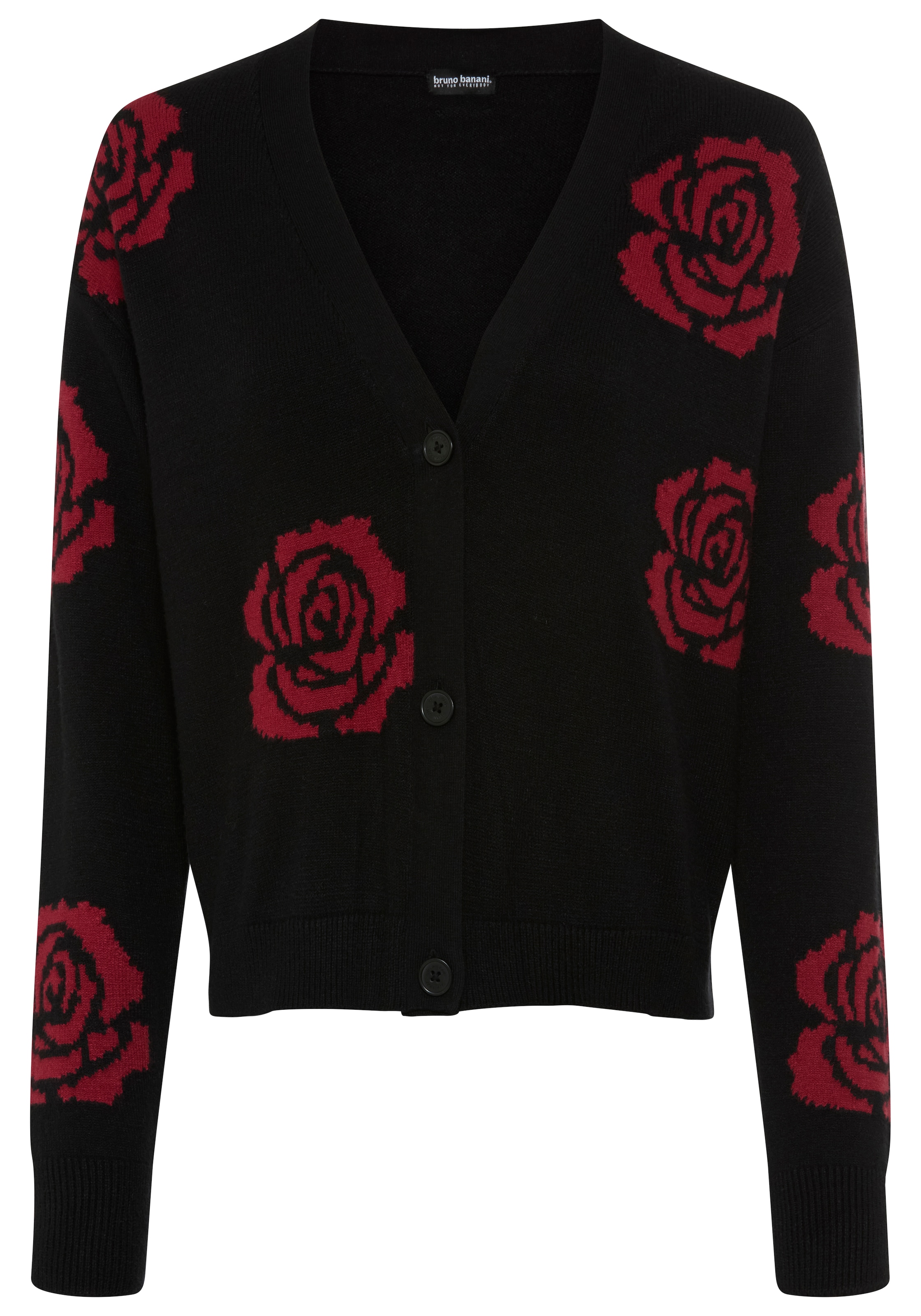 Bruno Banani Cardigan »aus Jacquard-Strick« mit Muster, kurze Form, mit V-Ausschnitt, lässig geschnittene Passform