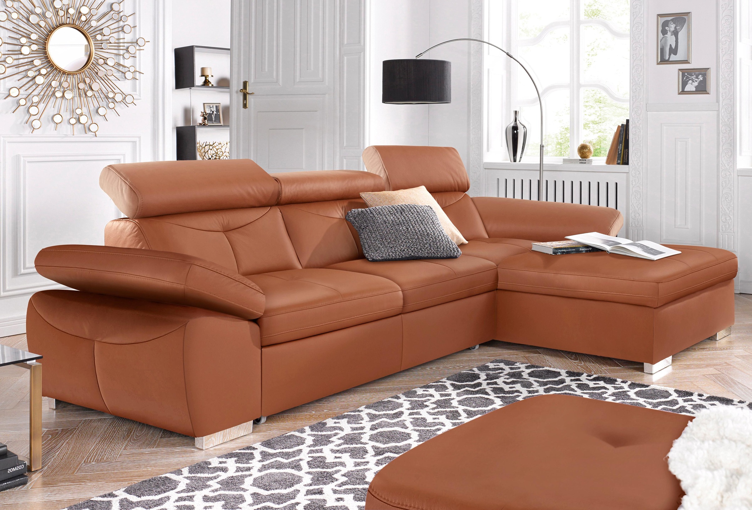 exxpo - sofa fashion Ecksofa »Spring, super bequem und komfortabel mit Armteil- und Kopfteilfunktion«, L-Form, wahlweise mit Bettfunktion und Bettkasten