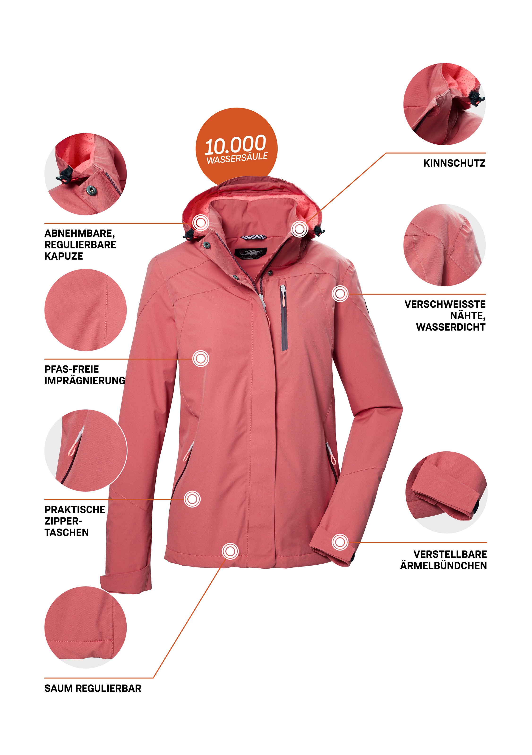 Killtec Outdoorjacke »KOS 28 WMN JCKT«, Wasserdichte, atmungsaktive Damenjacke, recyceltes Material