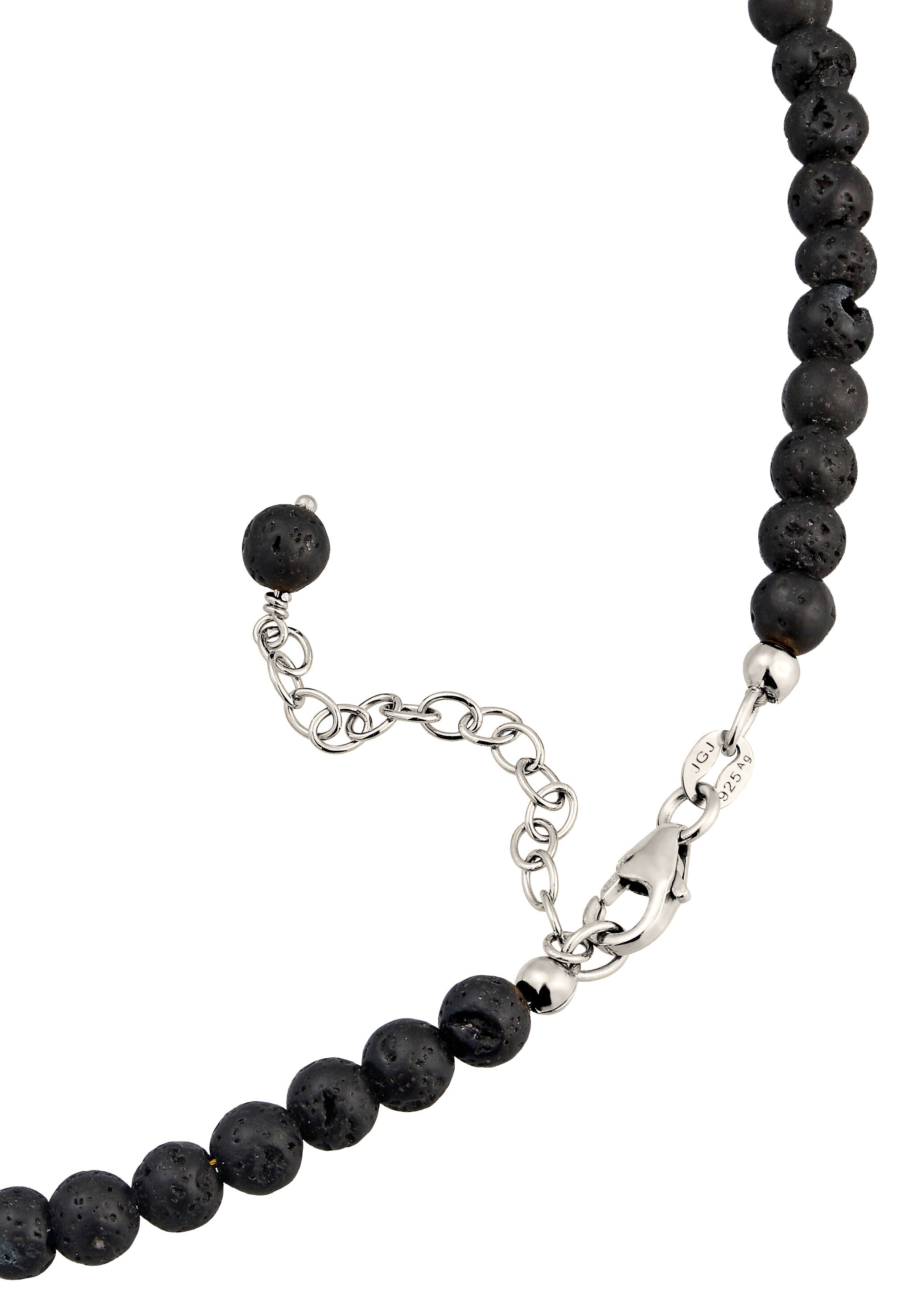 Elli Silberkette »Halskette Perlen Lava Schwarz 925 Sterling Silber«