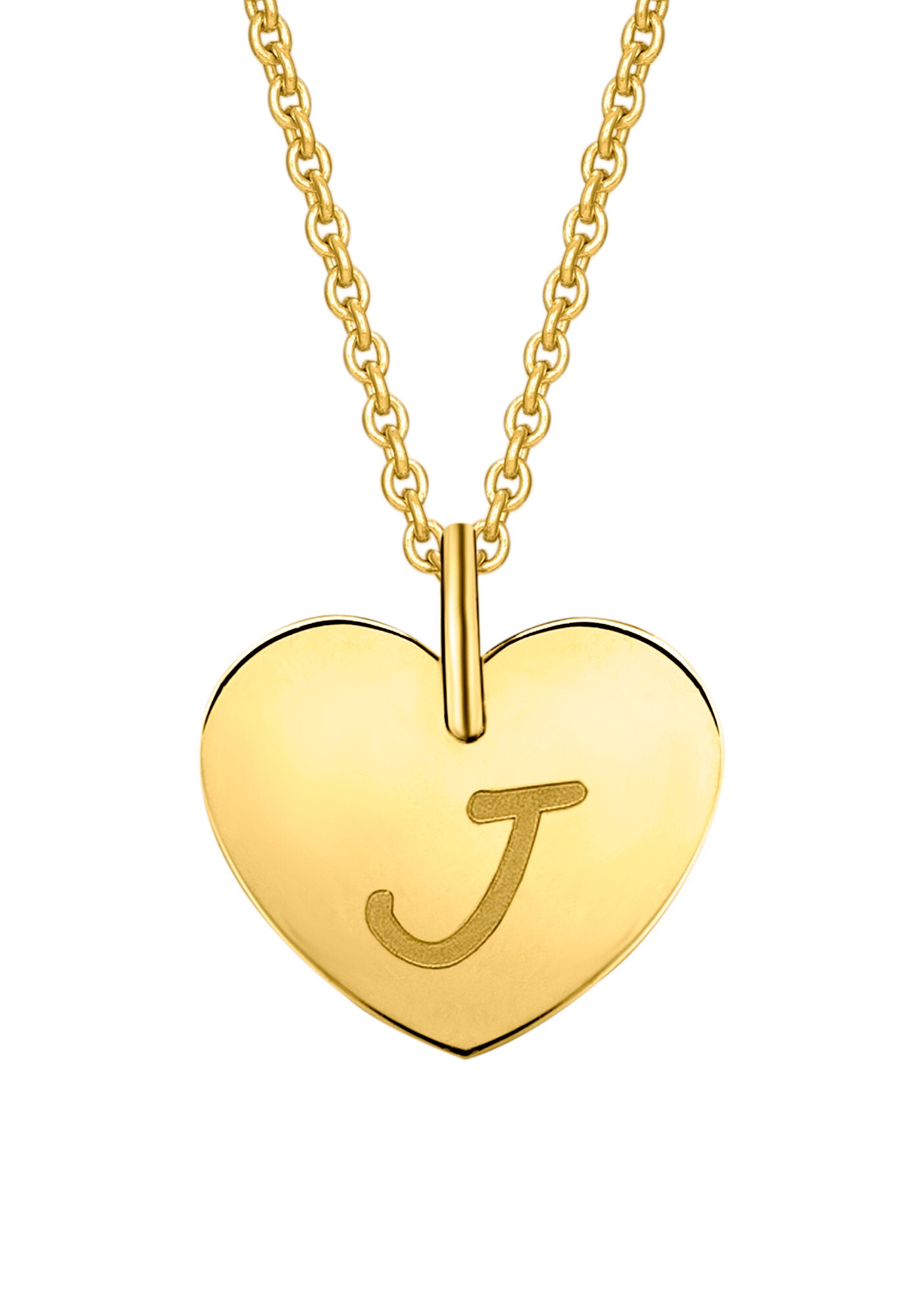 ONE ELEMENT Kette und Anhänger Set »Schmuckset - Set mit Halskette Herz mit Gravur J Buchstaben Anhänger aus 333 Gelbgold«
