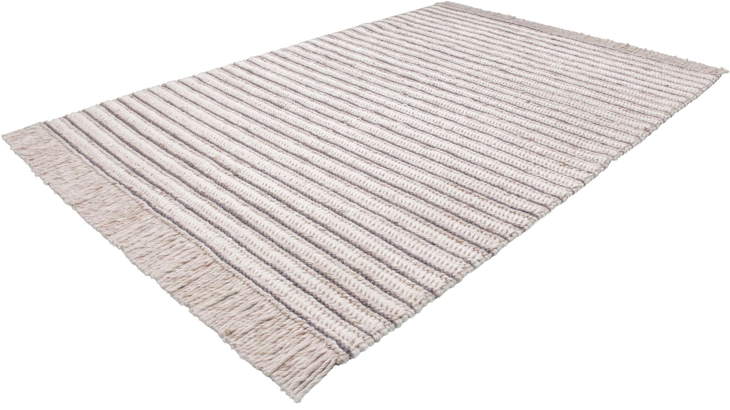 calo-deluxe Teppich »Bature 305«, rechteckig, 10 mm Höhe, Wolle und Viskose mit Fransen, Wohnzimmer