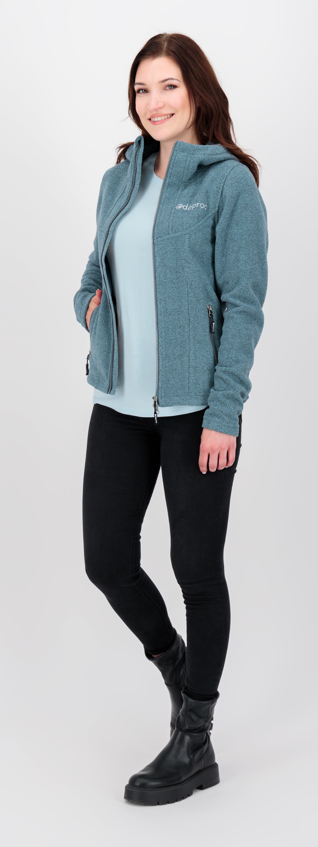 DEPROC Active Strickfleecejacke »GLORY MAY«, mit 2-Wege-Reißverschluss