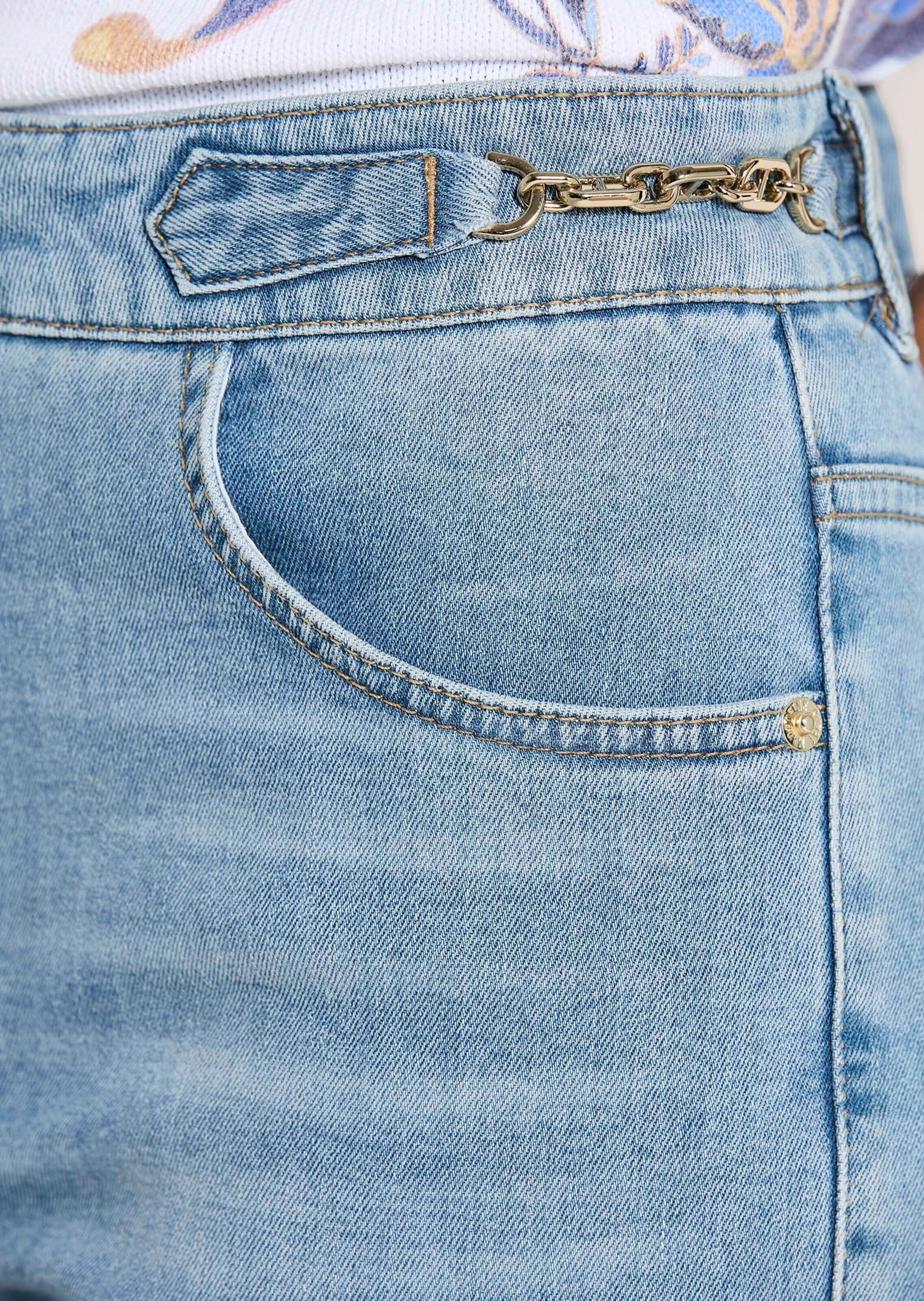 MADELEINE Regular-fit-Jeans »Jeans Straight-Leg-Jeans mit Formbund« Jeans mit weitem Bein und icegoldfarbenen Accessoires
