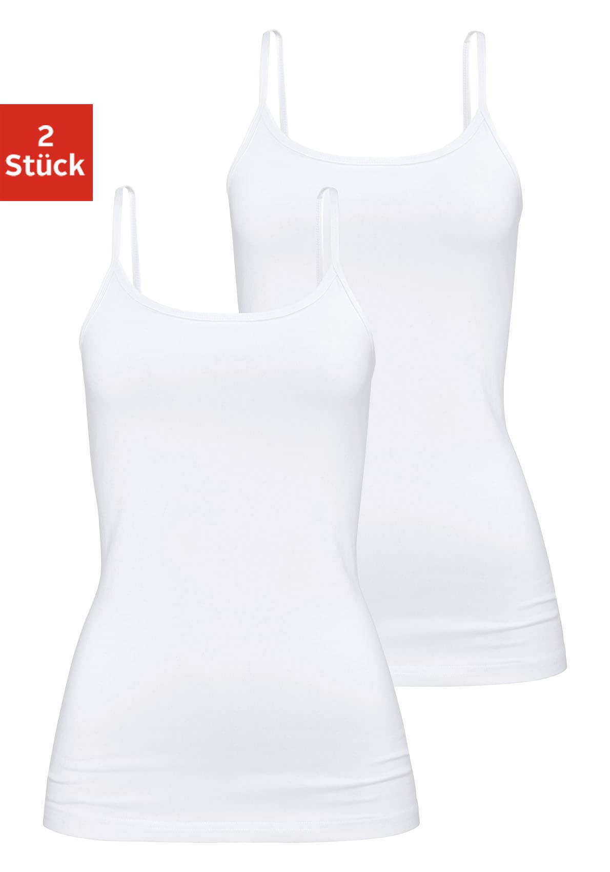 Unterhemd, (2er-Pack), aus elastischer Baumwoll-Qualität, Spaghettiträger-Top,...