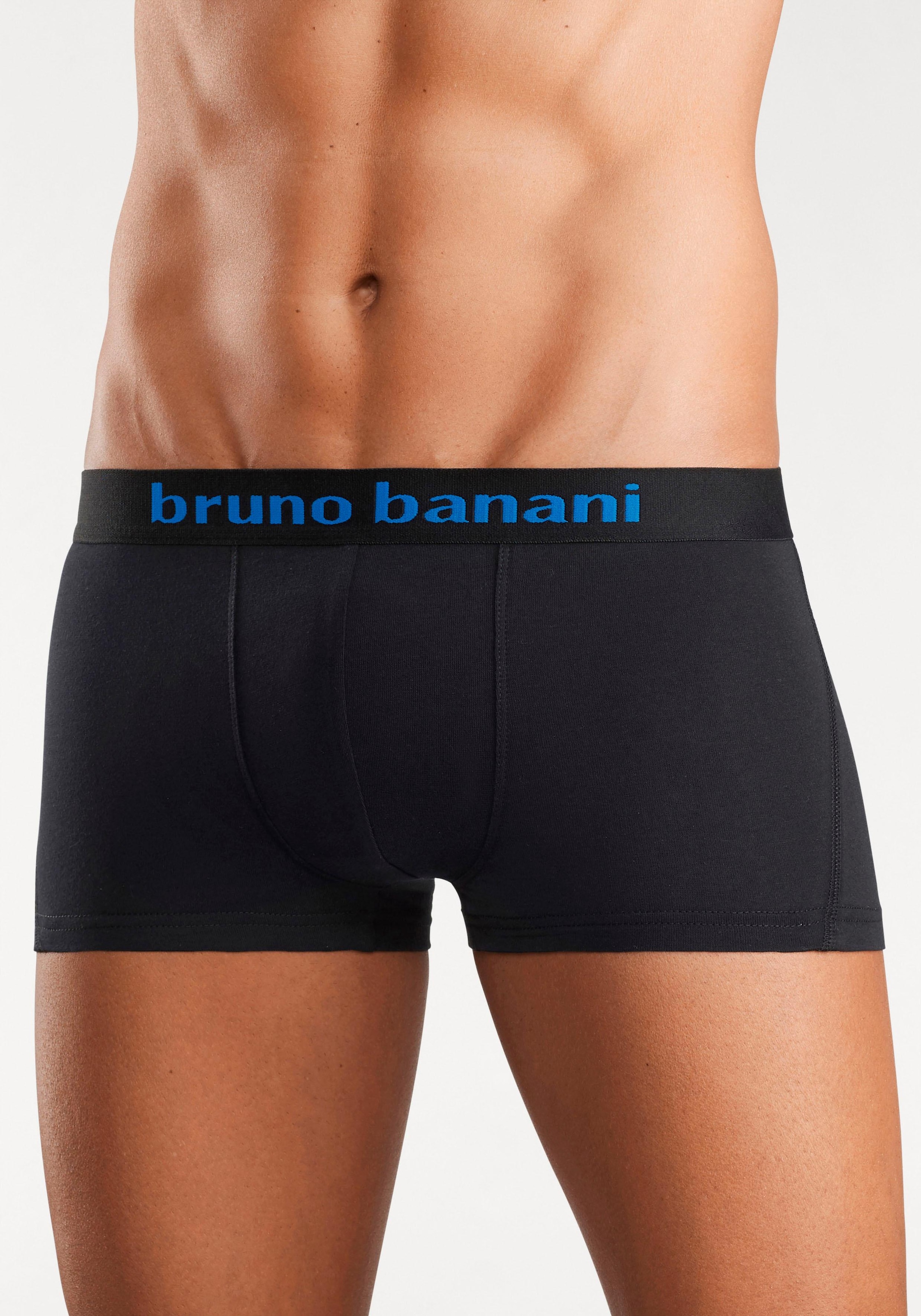 Bruno Banani Hipster, (Packung, 4 St.), Boxershorts mit Logo Webbund aus Baumwollmischung