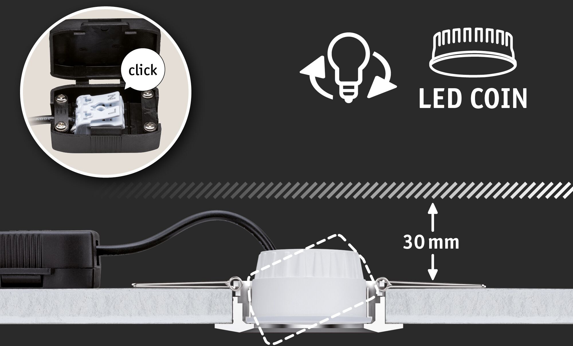 Paulmann LED Bad-Einbauleuchte  »Gil«, 3er-Set, Schutzart IP44 spritwassergeschützt, 3-Stufen-dimmbar, Ø 6,8 cm