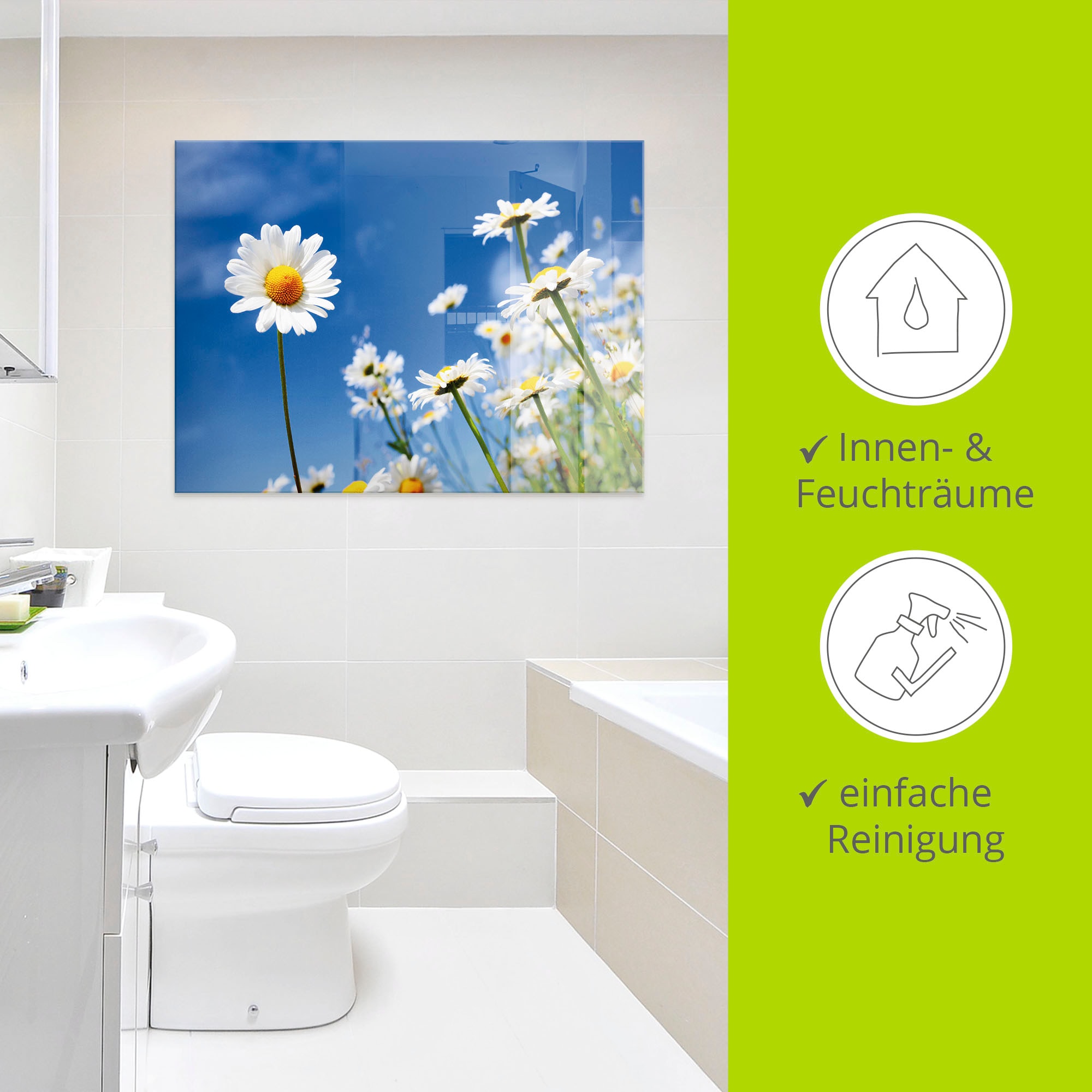 Artland Glasbild »Gänseblümchen« Blumenwiese 1 Stk. tlg. in verschiedenen Größen