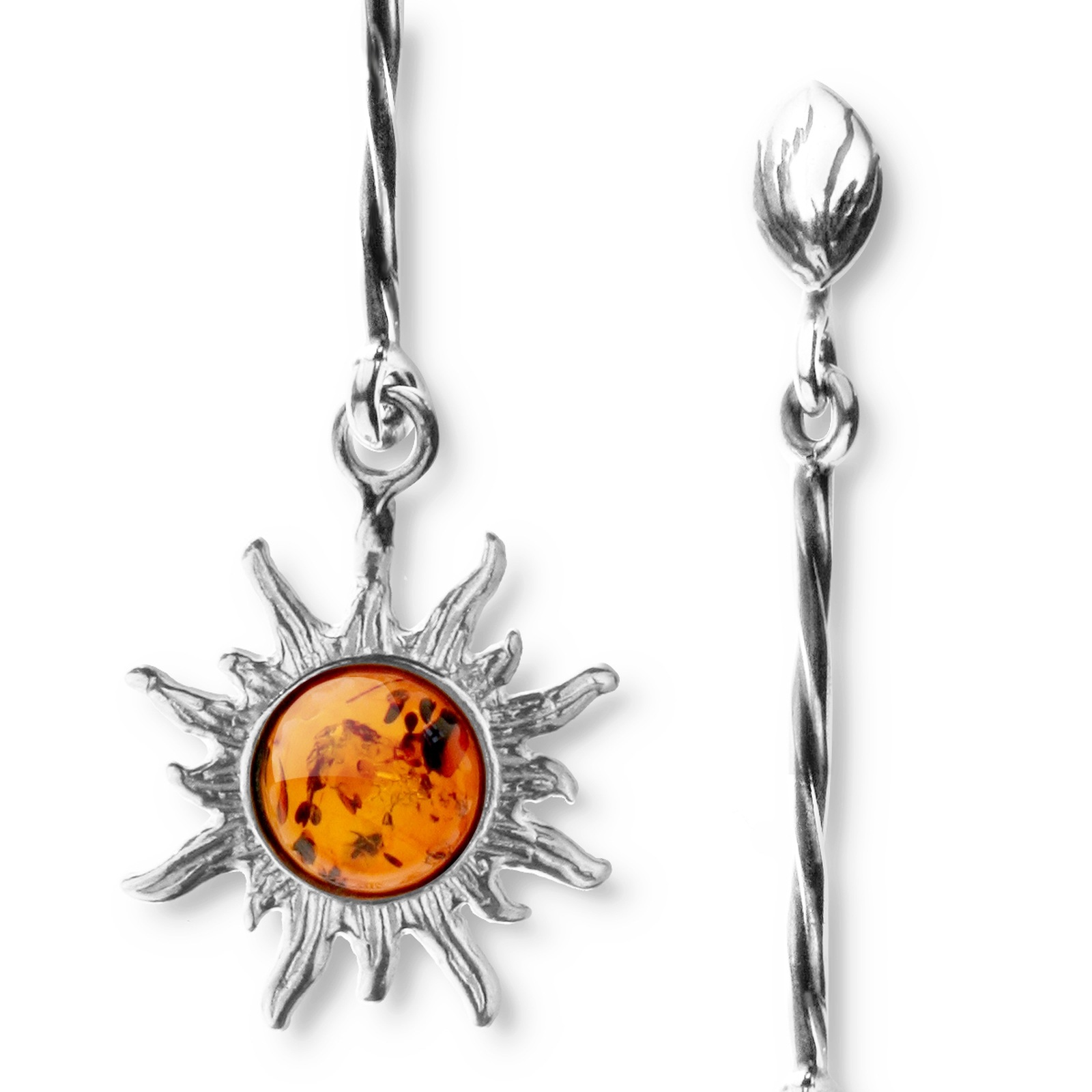 OSTSEE-SCHMUCK Paar Ohrhänger »- Sonne 19 mm - Silber 925/000 - Bernstein«